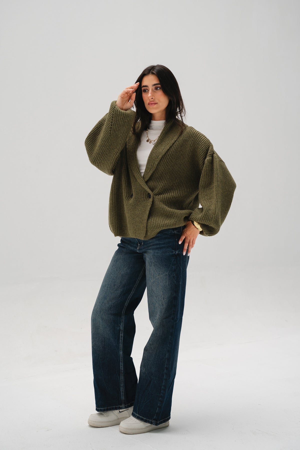 Cinnamon Knit Cardigan in Olive