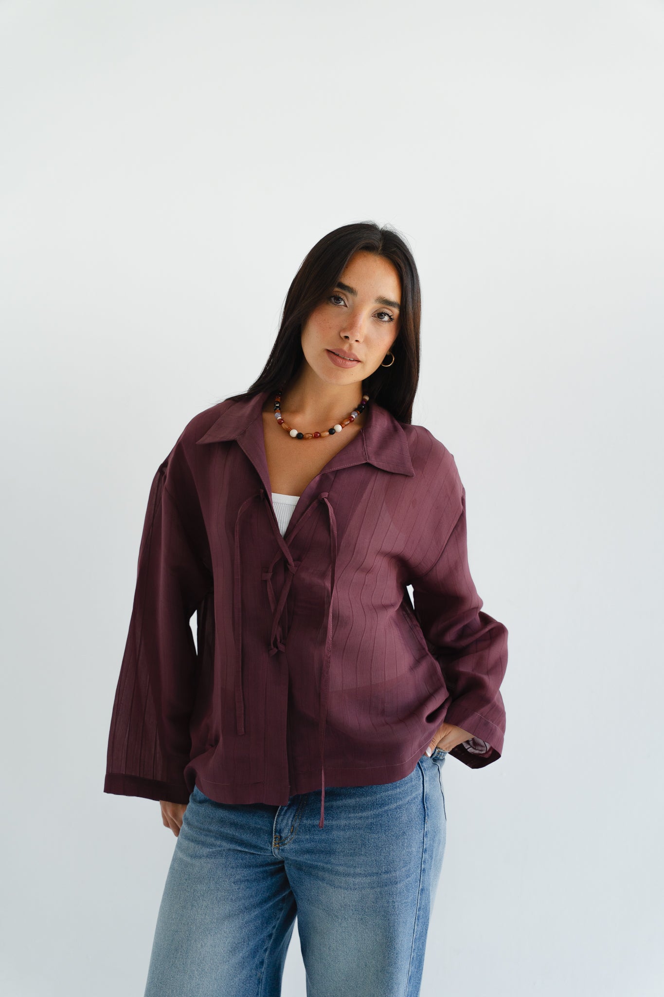 The Smokey Blouse in Burgundy