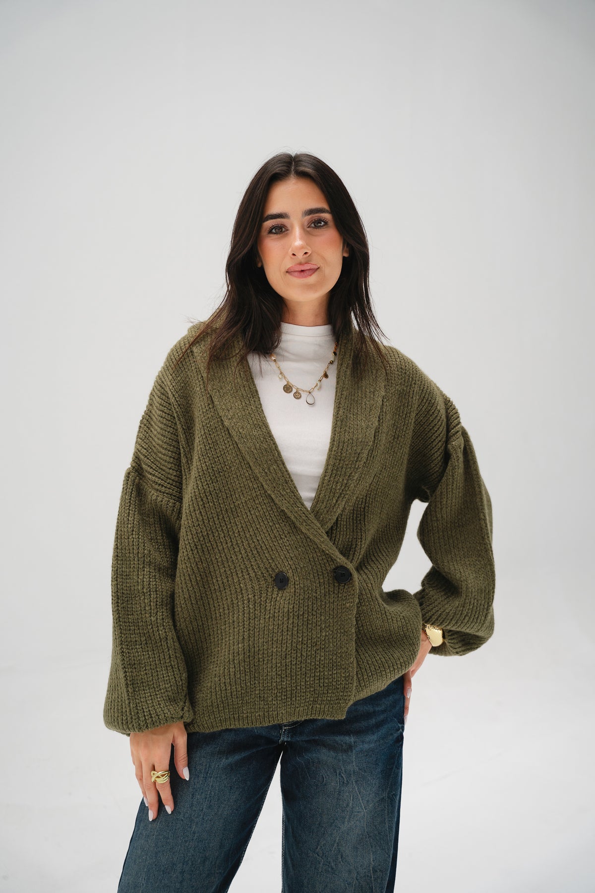 Cinnamon Knit Cardigan in Olive