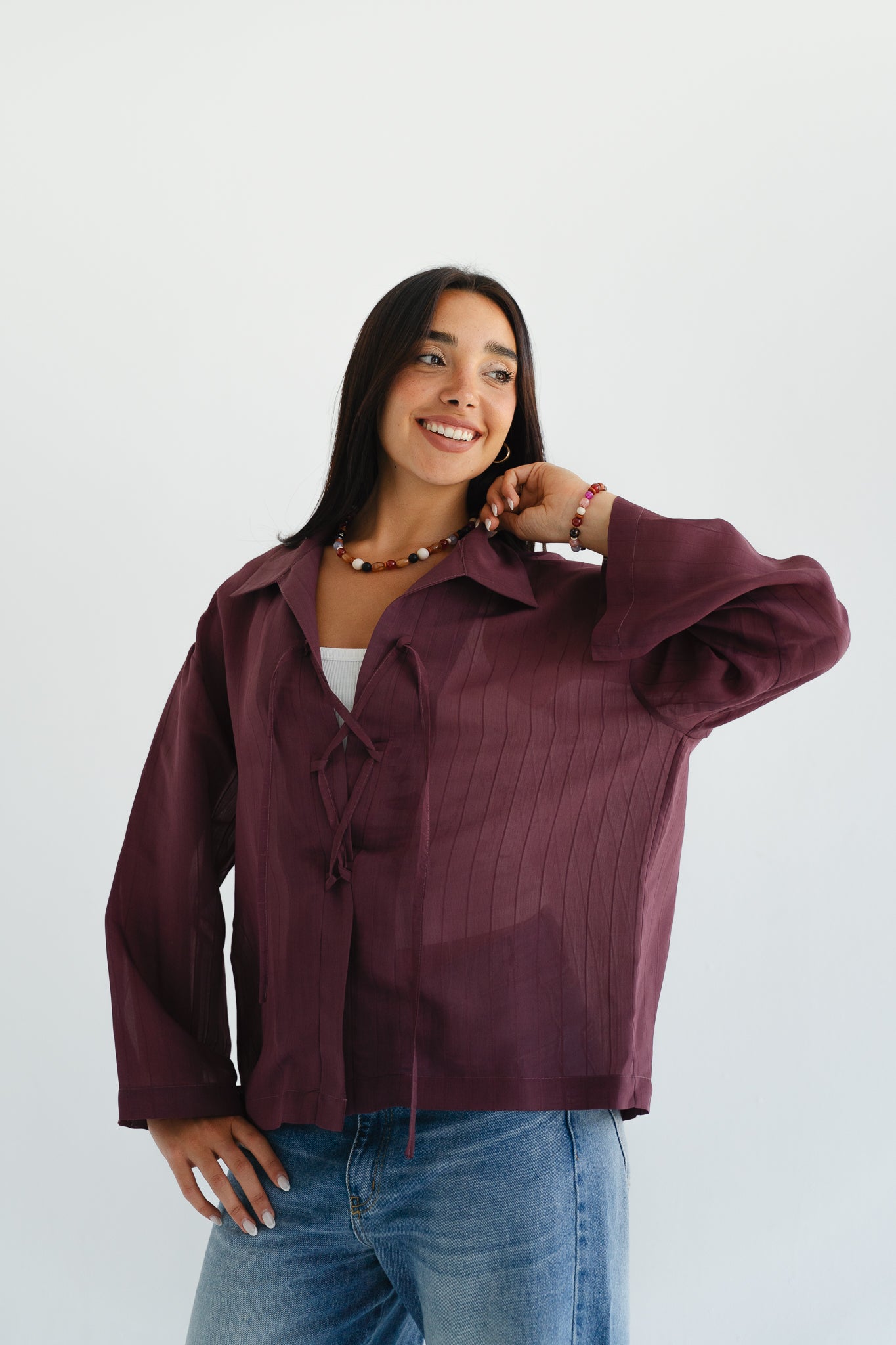 The Smokey Blouse in Burgundy