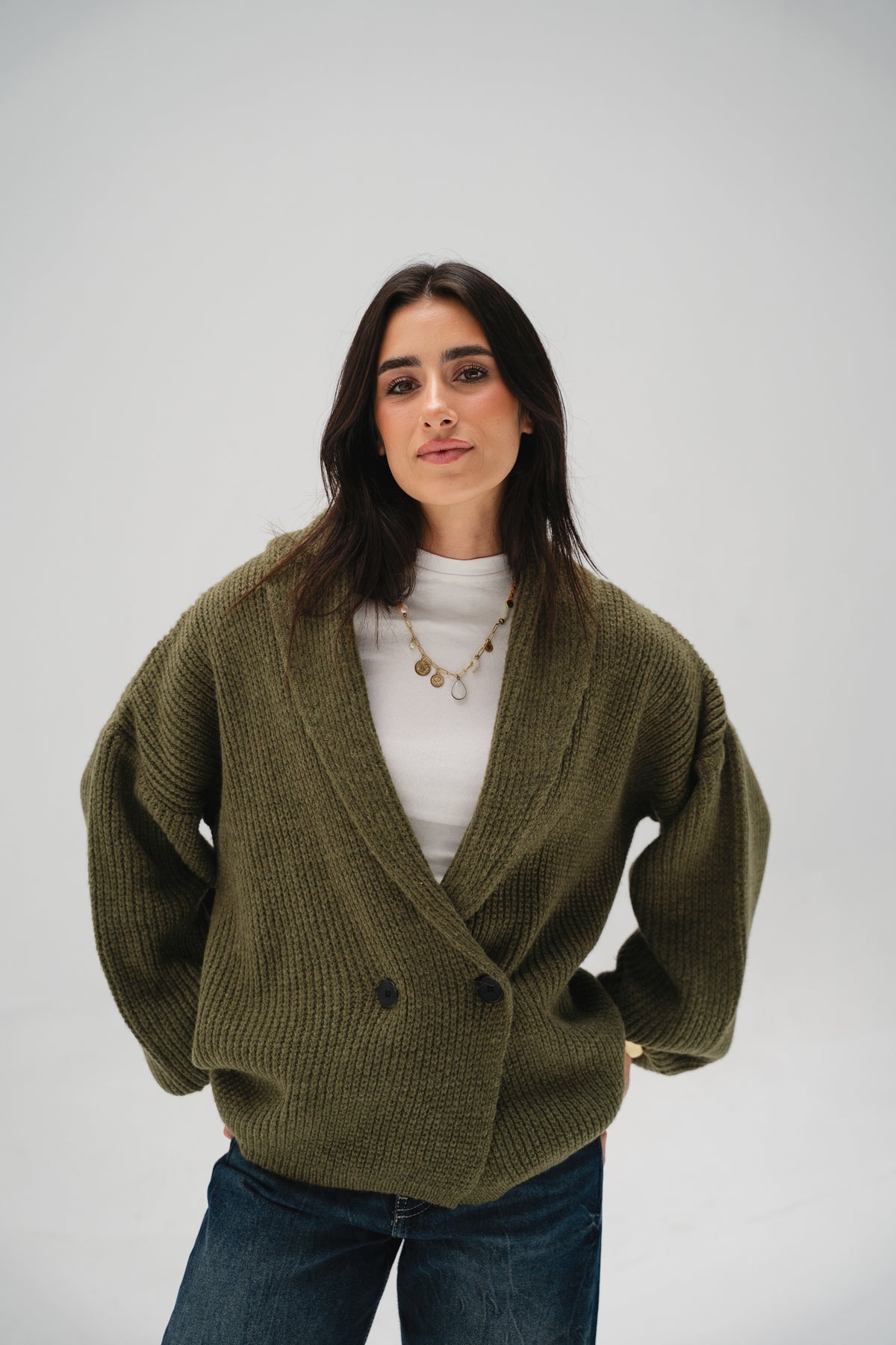 Cinnamon Knit Cardigan in Olive