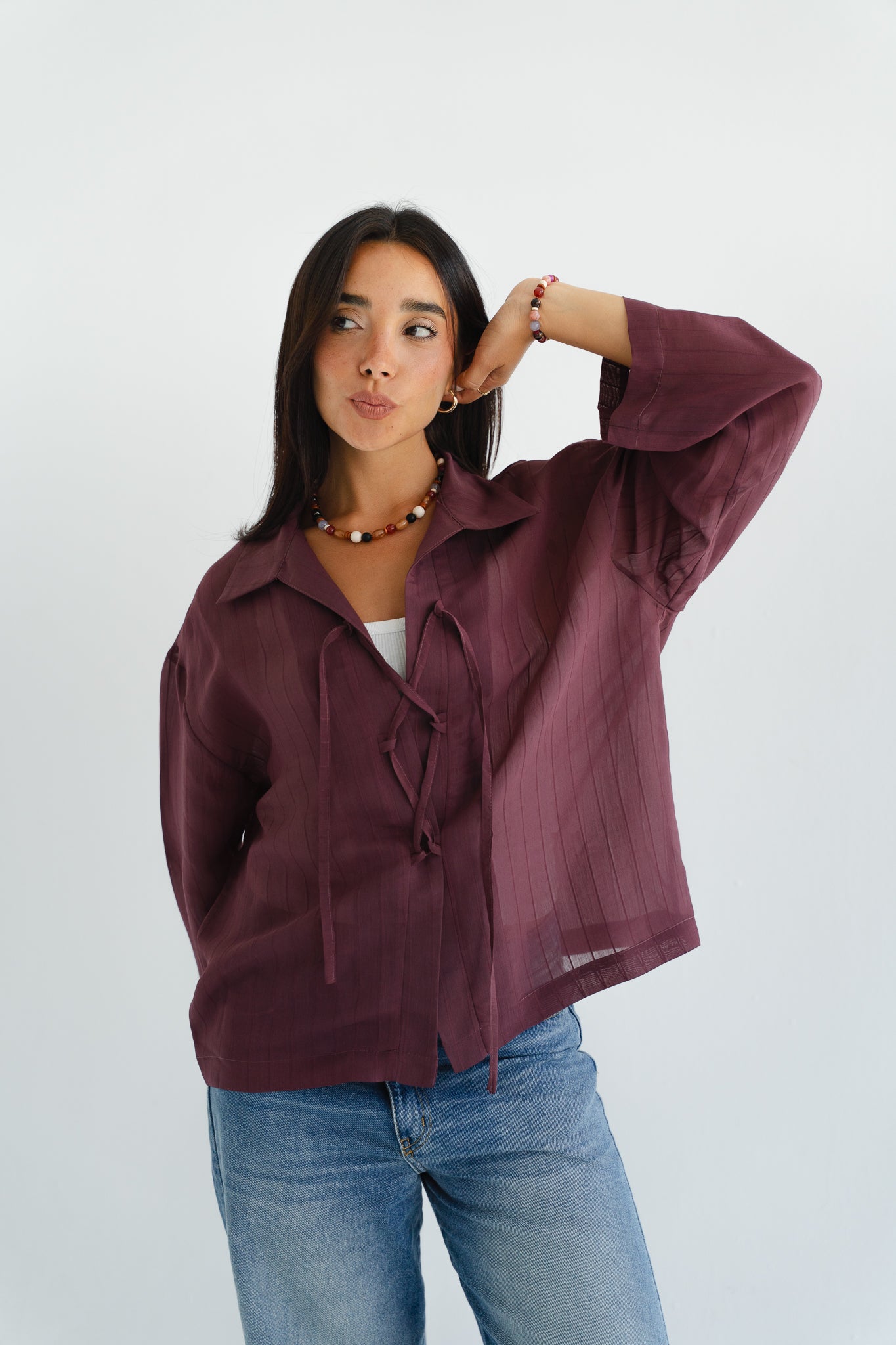 The Smokey Blouse in Burgundy
