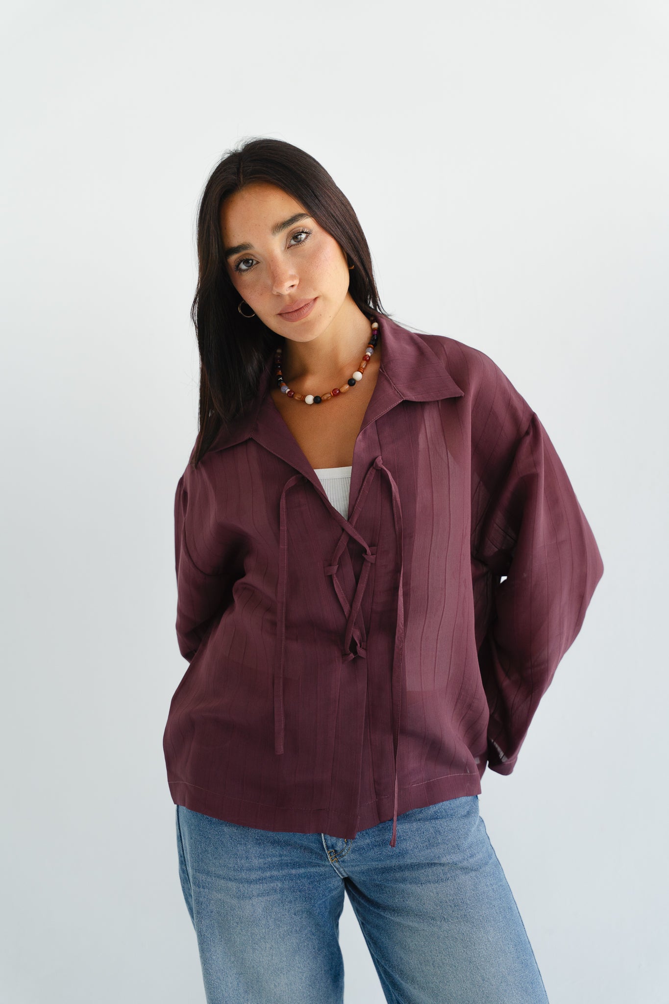 The Smokey Blouse in Burgundy