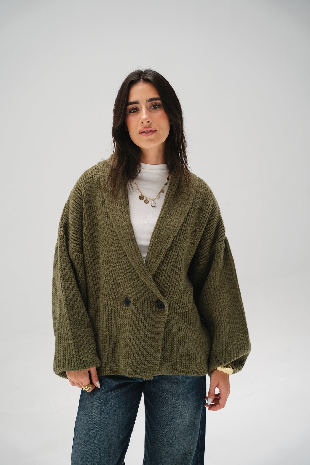 Cinnamon Knit Cardigan in Olive