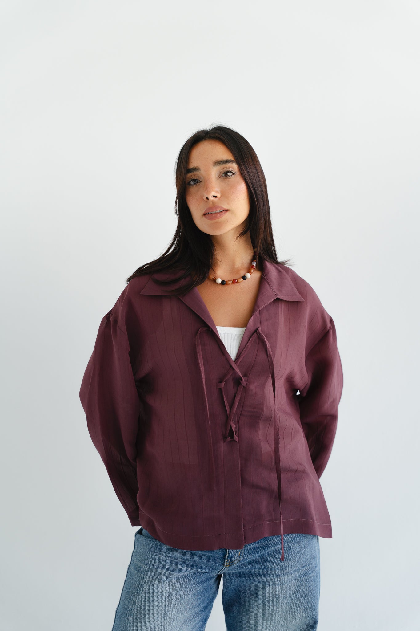 The Smokey Blouse in Burgundy