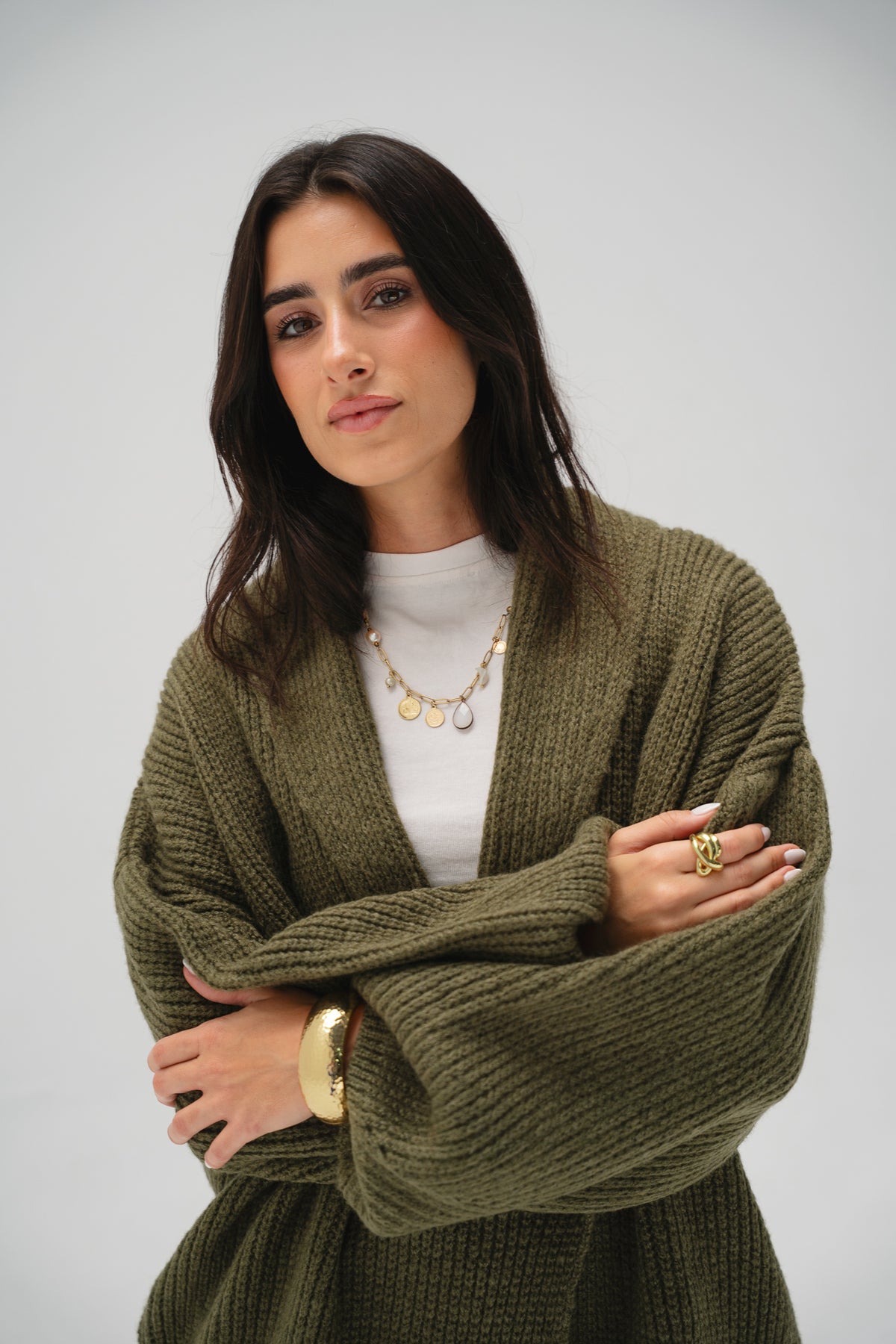 Cinnamon Knit Cardigan in Olive