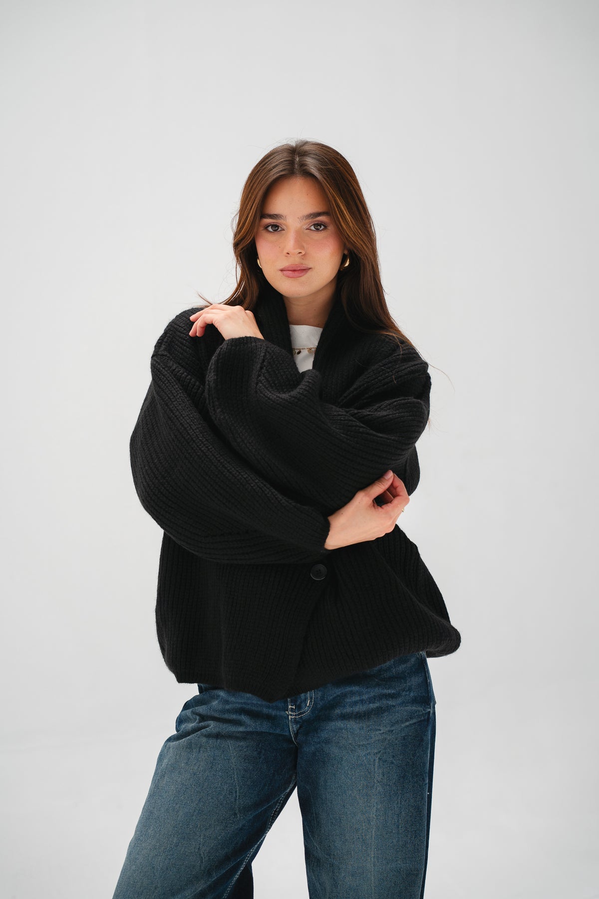 Cinnamon Knit Cardigan in Black