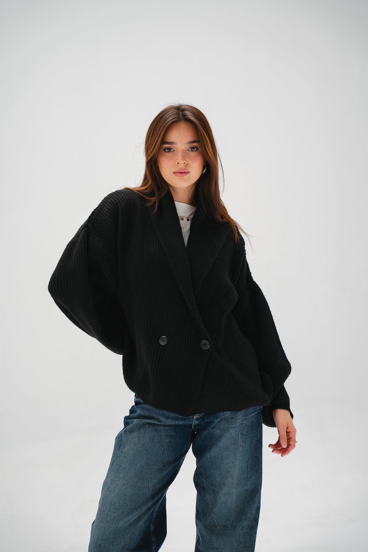 Cinnamon Knit Cardigan in Black