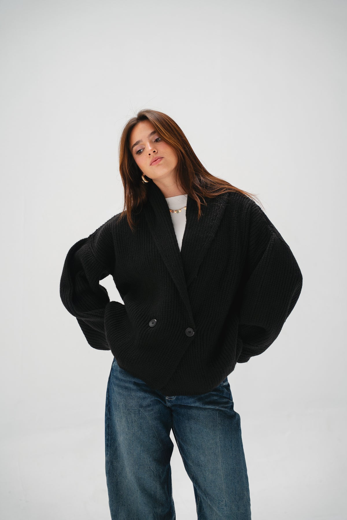 Cinnamon Knit Cardigan in Black