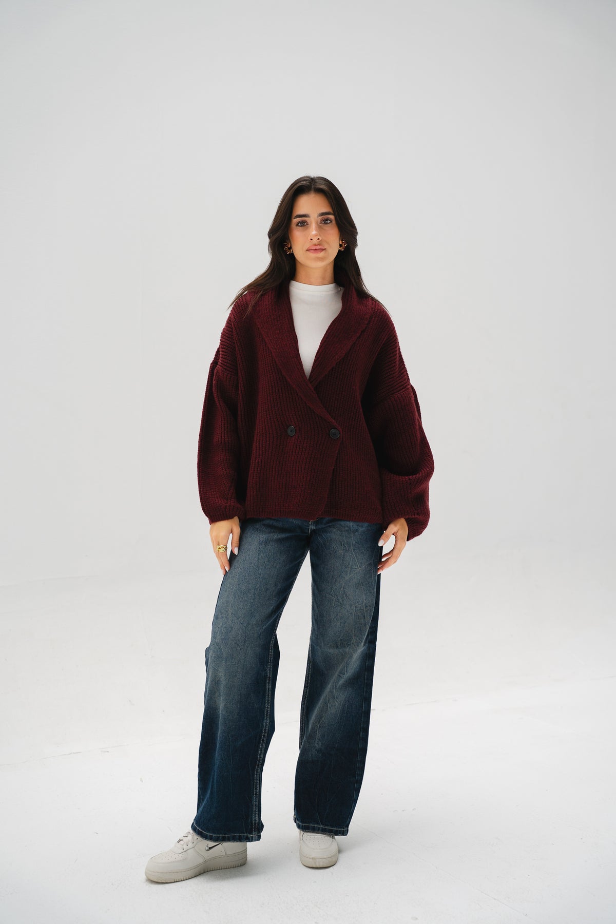 Cinnamon Knit Cardigan in Burgundy