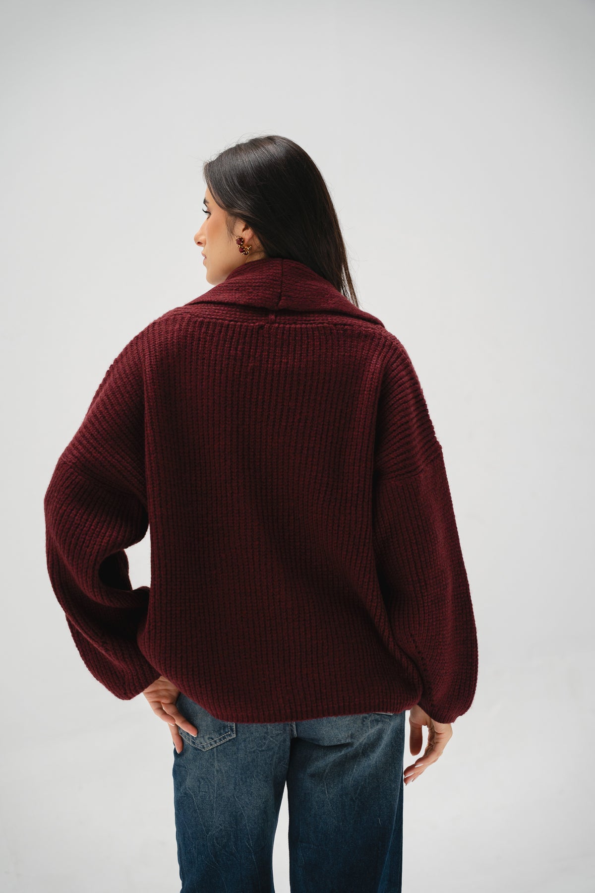 Cinnamon Knit Cardigan in Burgundy