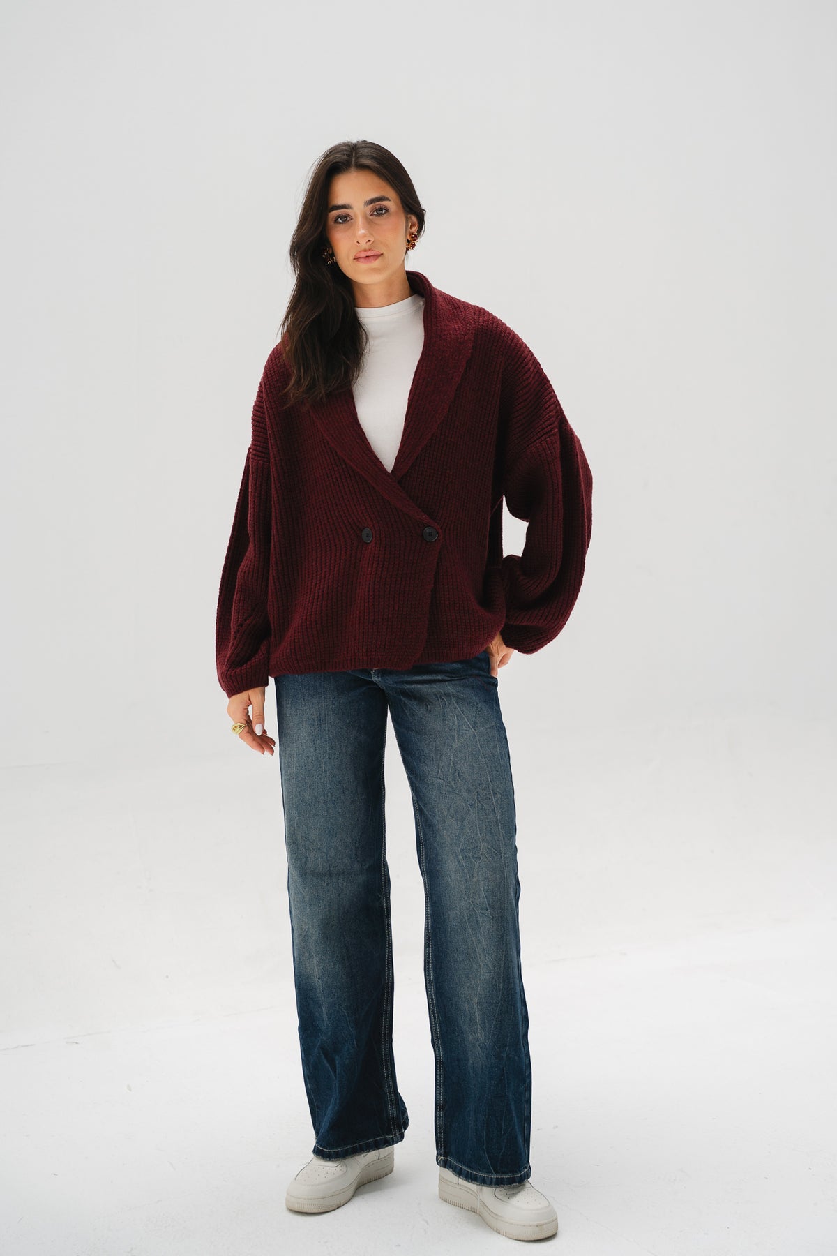 Cinnamon Knit Cardigan in Burgundy