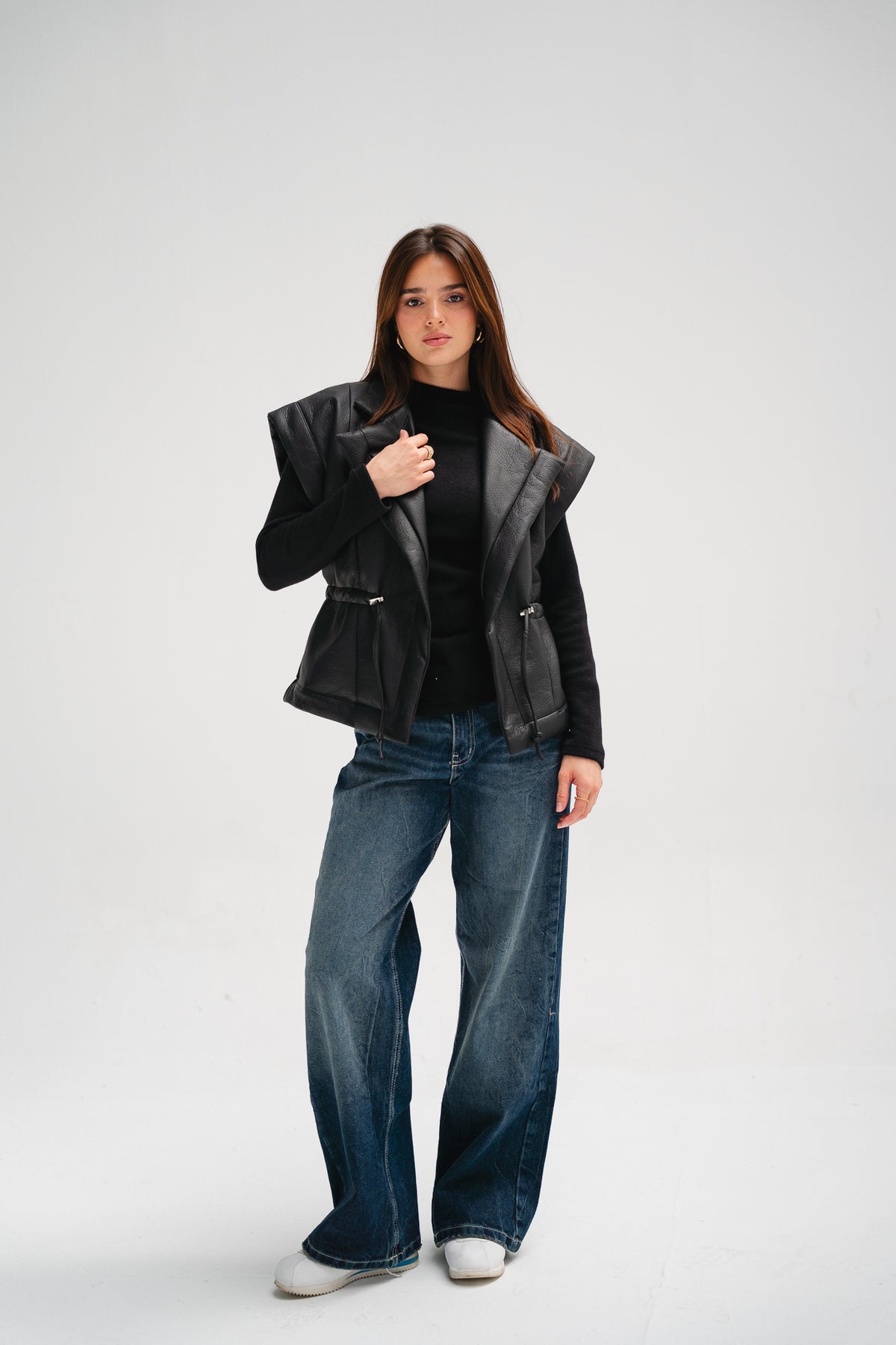 Downtown Leather Vest in Black