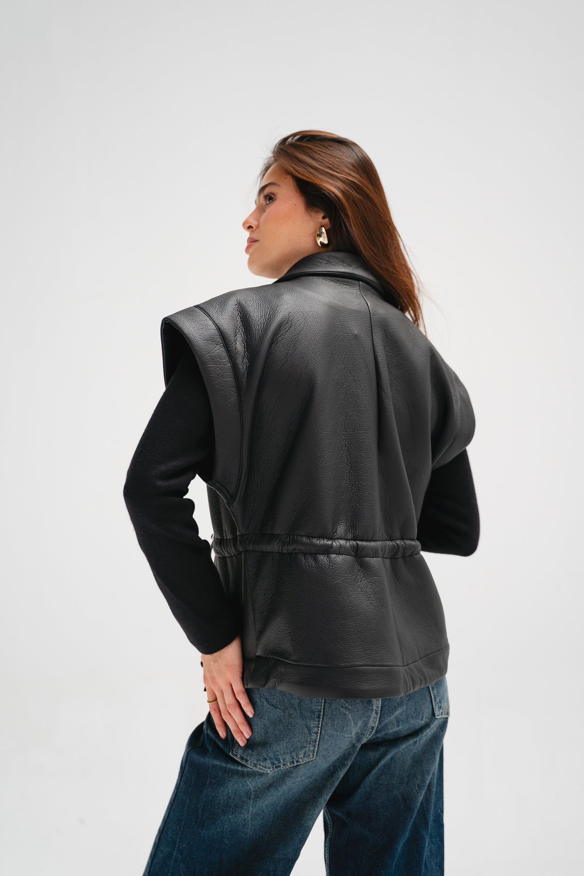 Downtown Leather Vest in Black