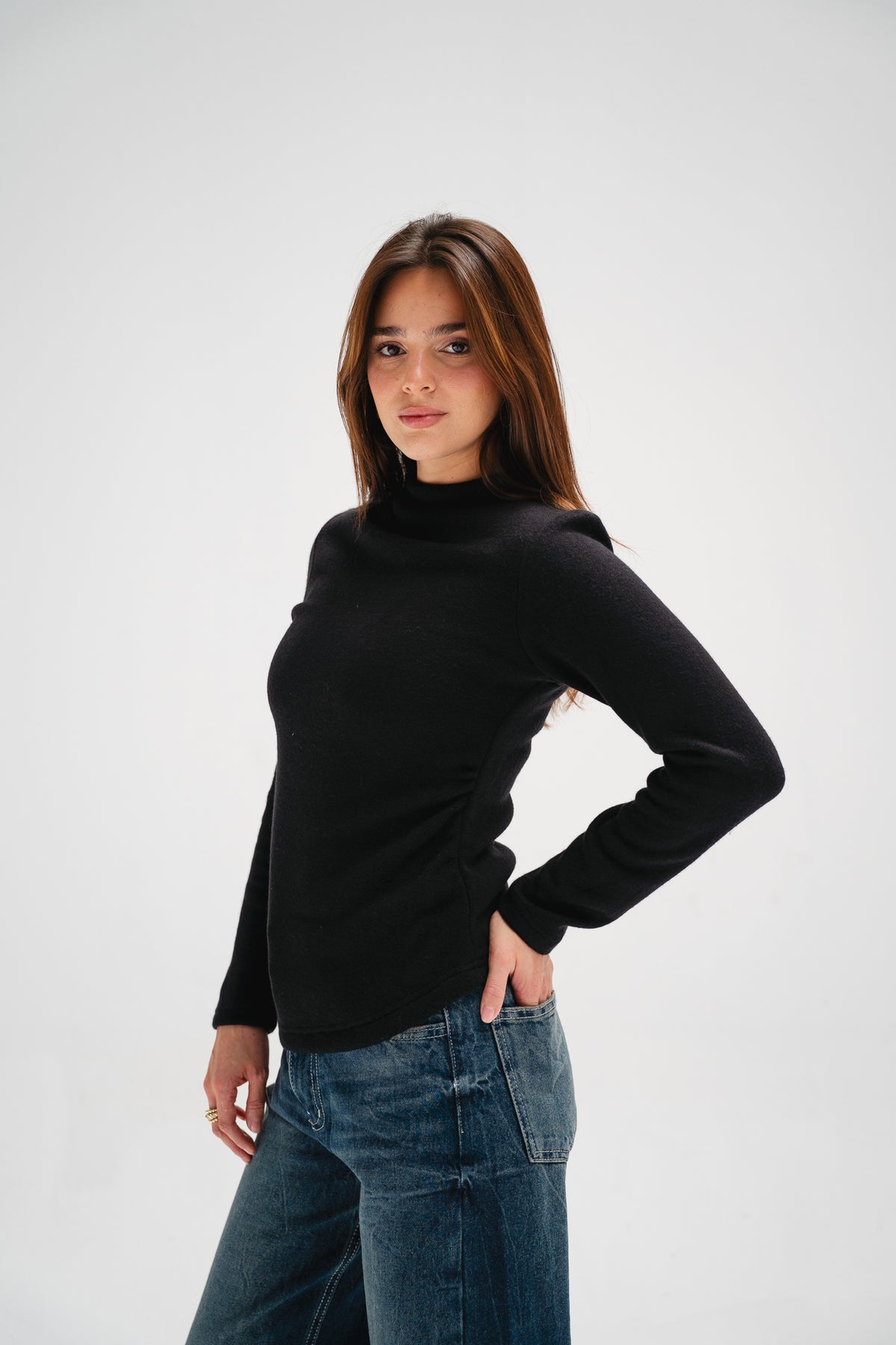 Cloud Basic Knit Top in Black