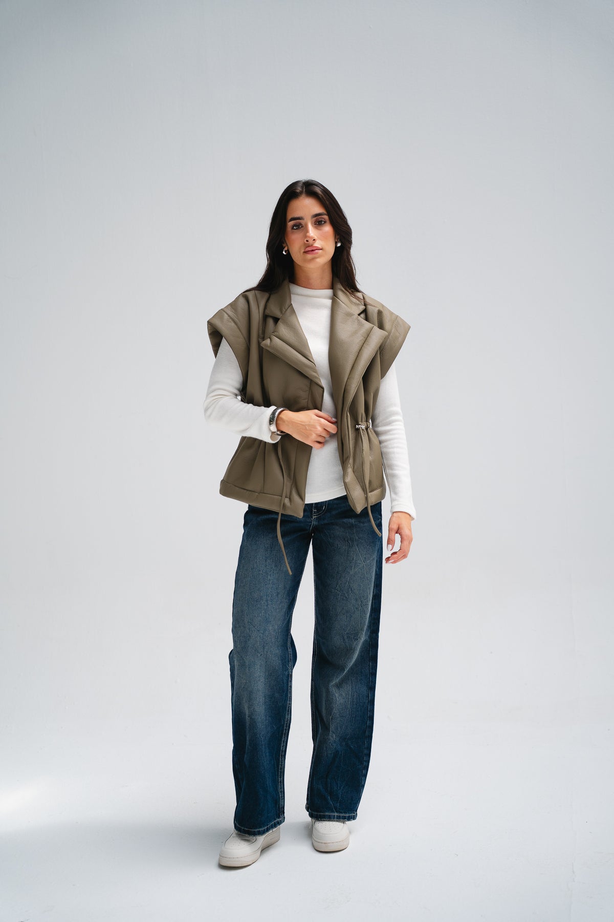 Downtown Leather Vest in Taupe