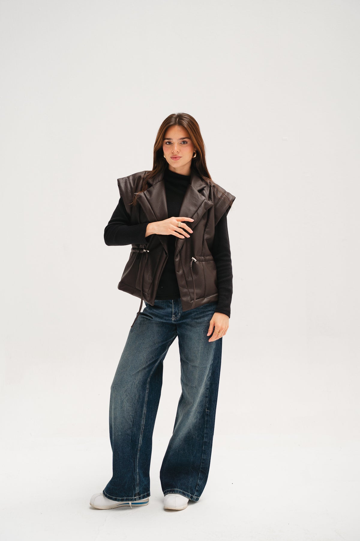 Downtown Leather Vest in Brown