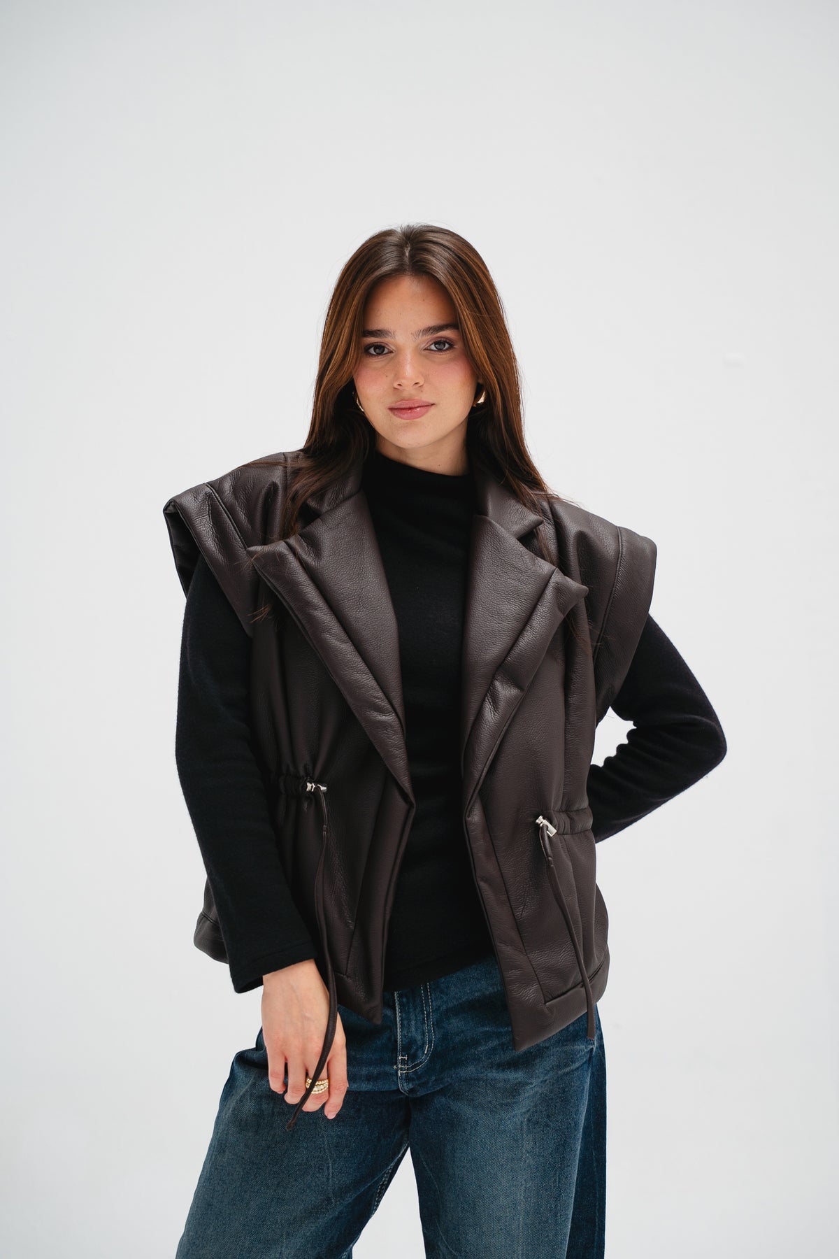 Downtown Leather Vest in Brown