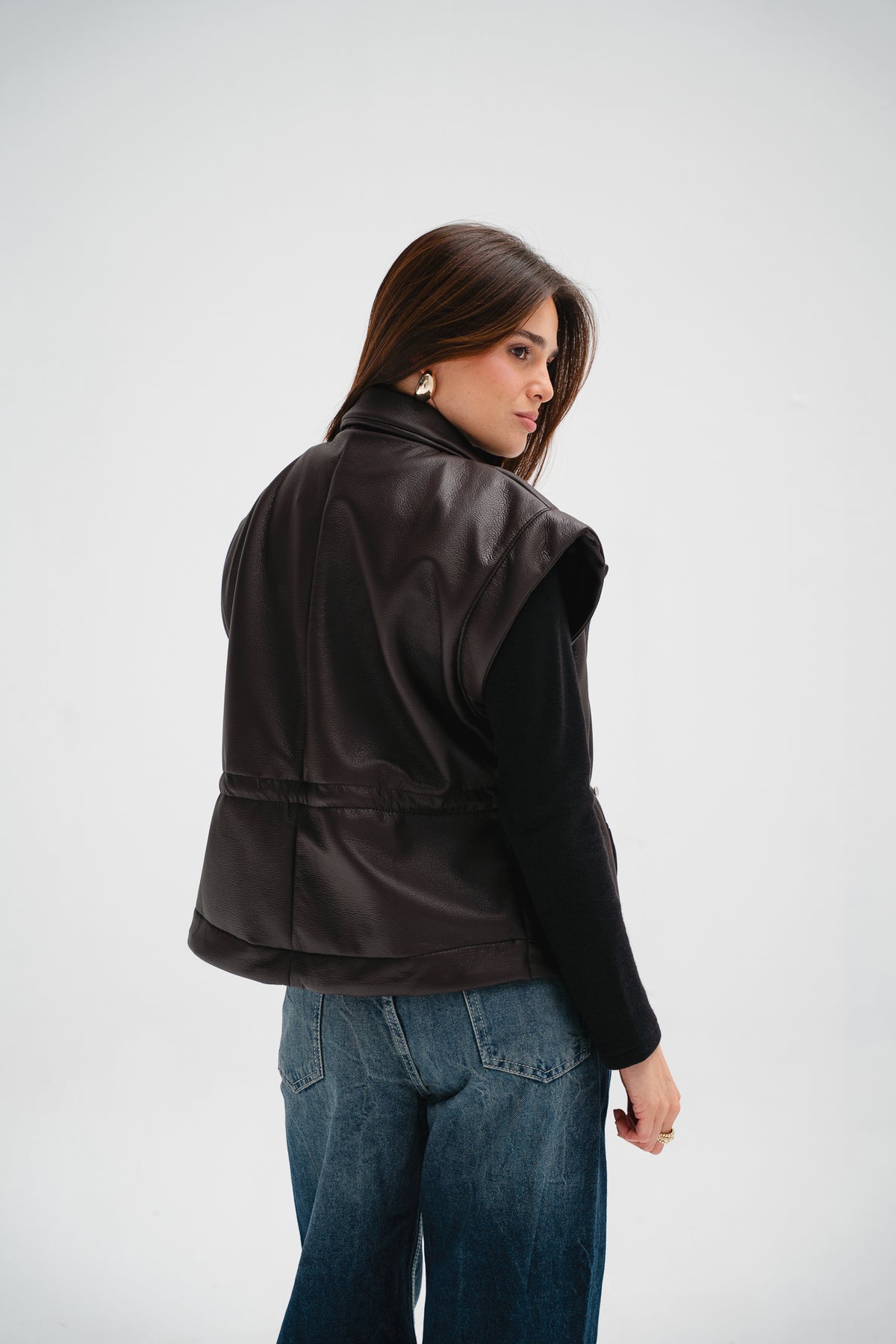 Downtown Leather Vest in Brown