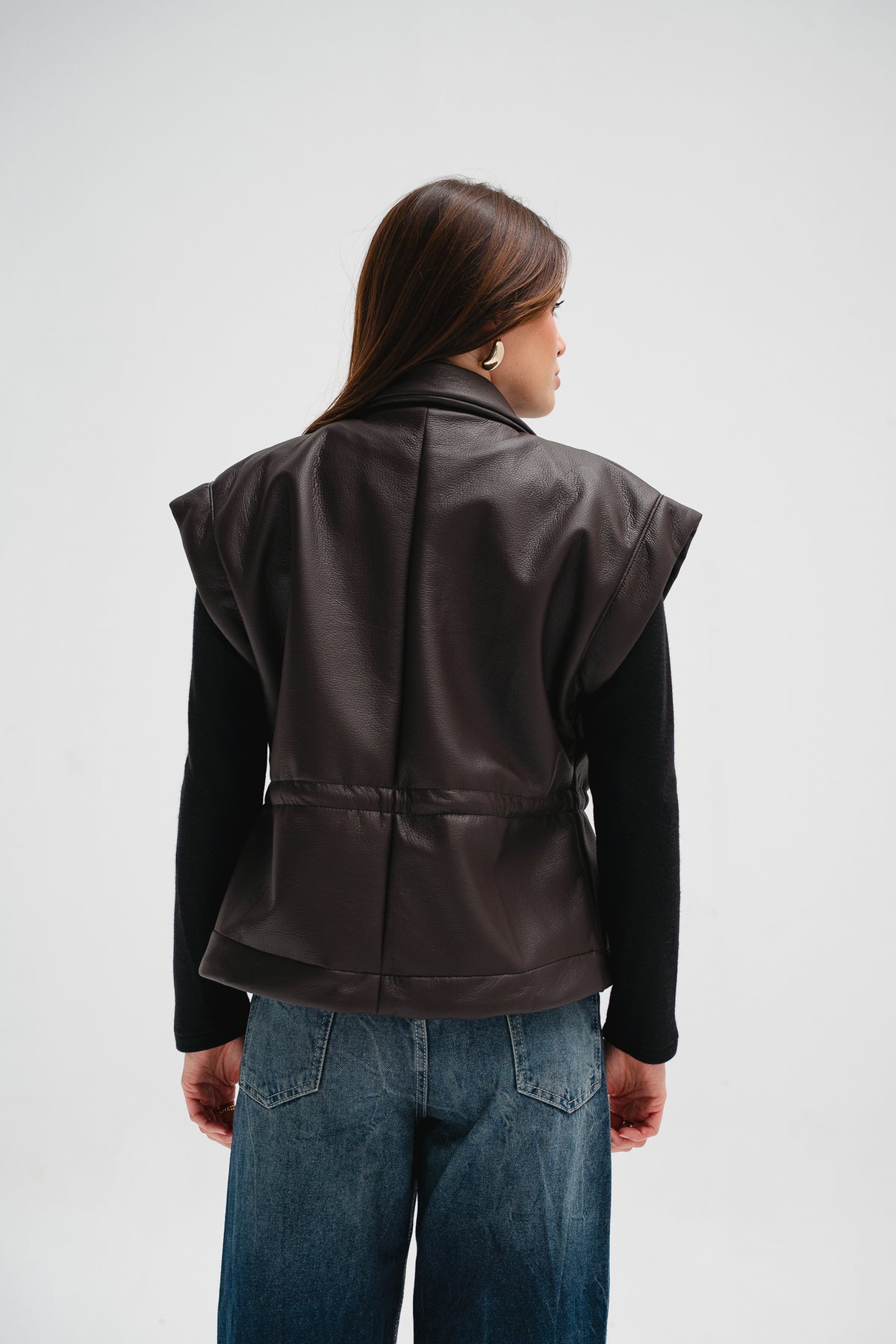 Downtown Leather Vest in Brown