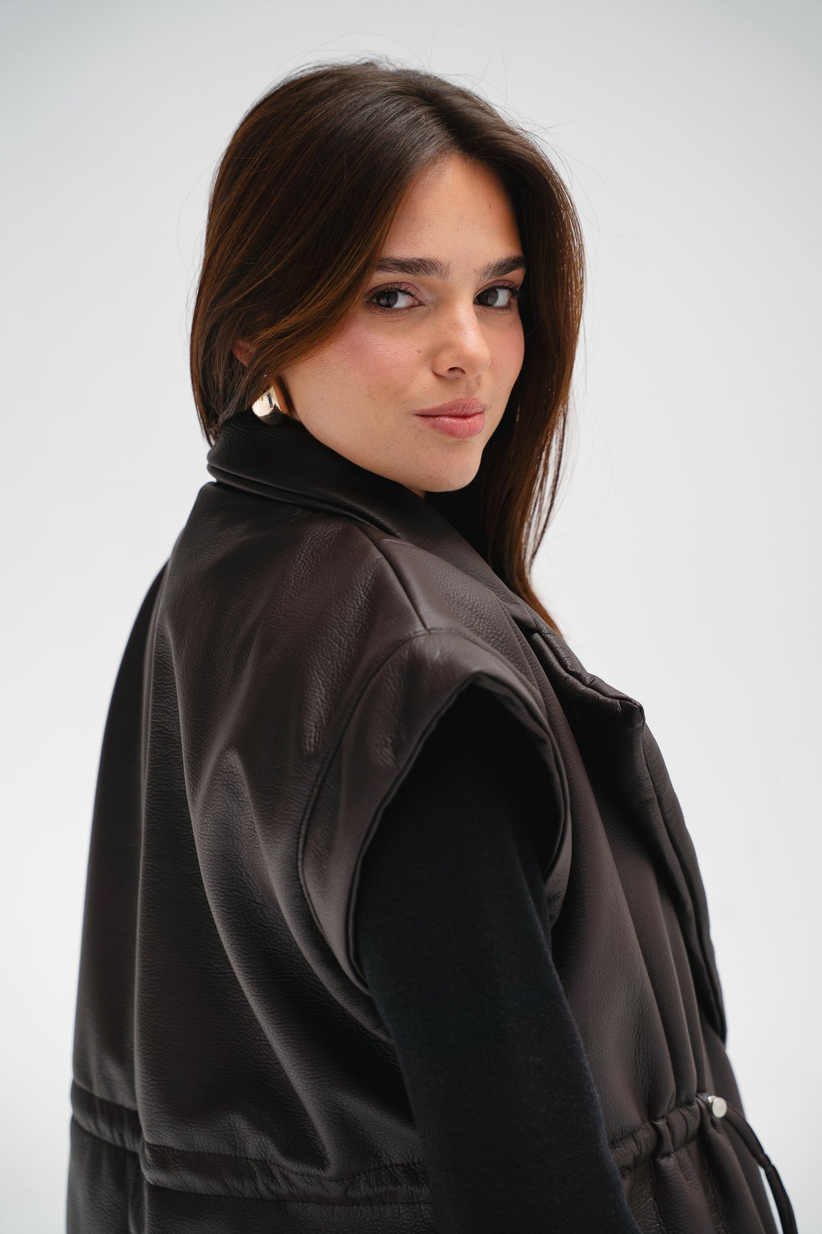 Downtown Leather Vest in Brown