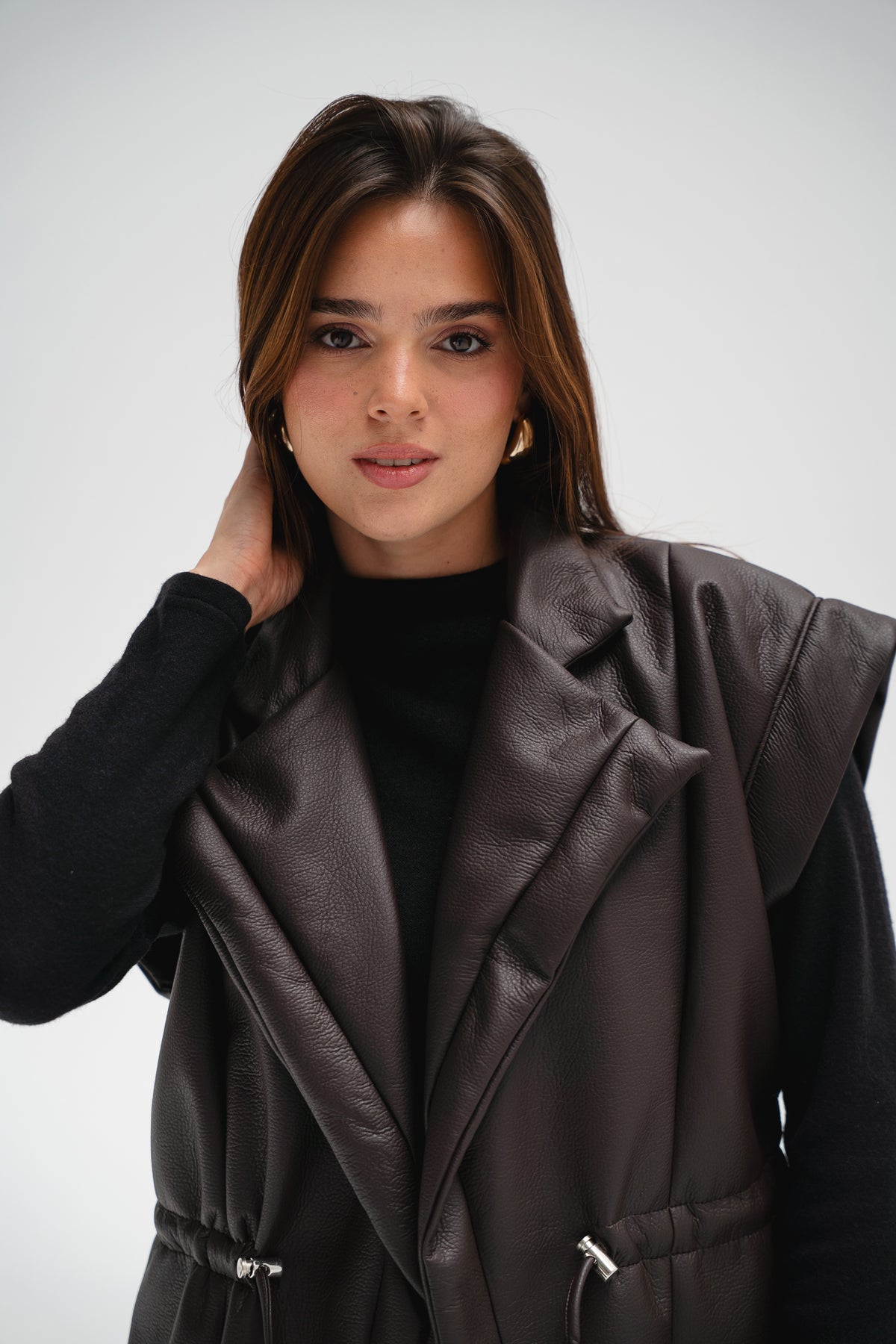 Downtown Leather Vest in Brown