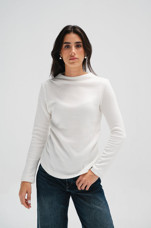 Cloud Basic Knit Top in White
