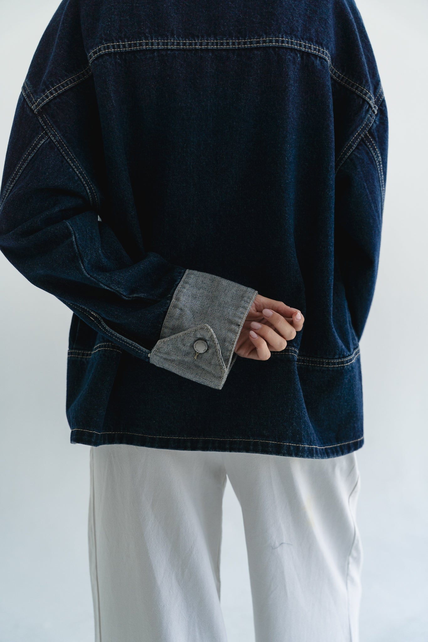 Two Tone Denim Jacket in  Dark Blue