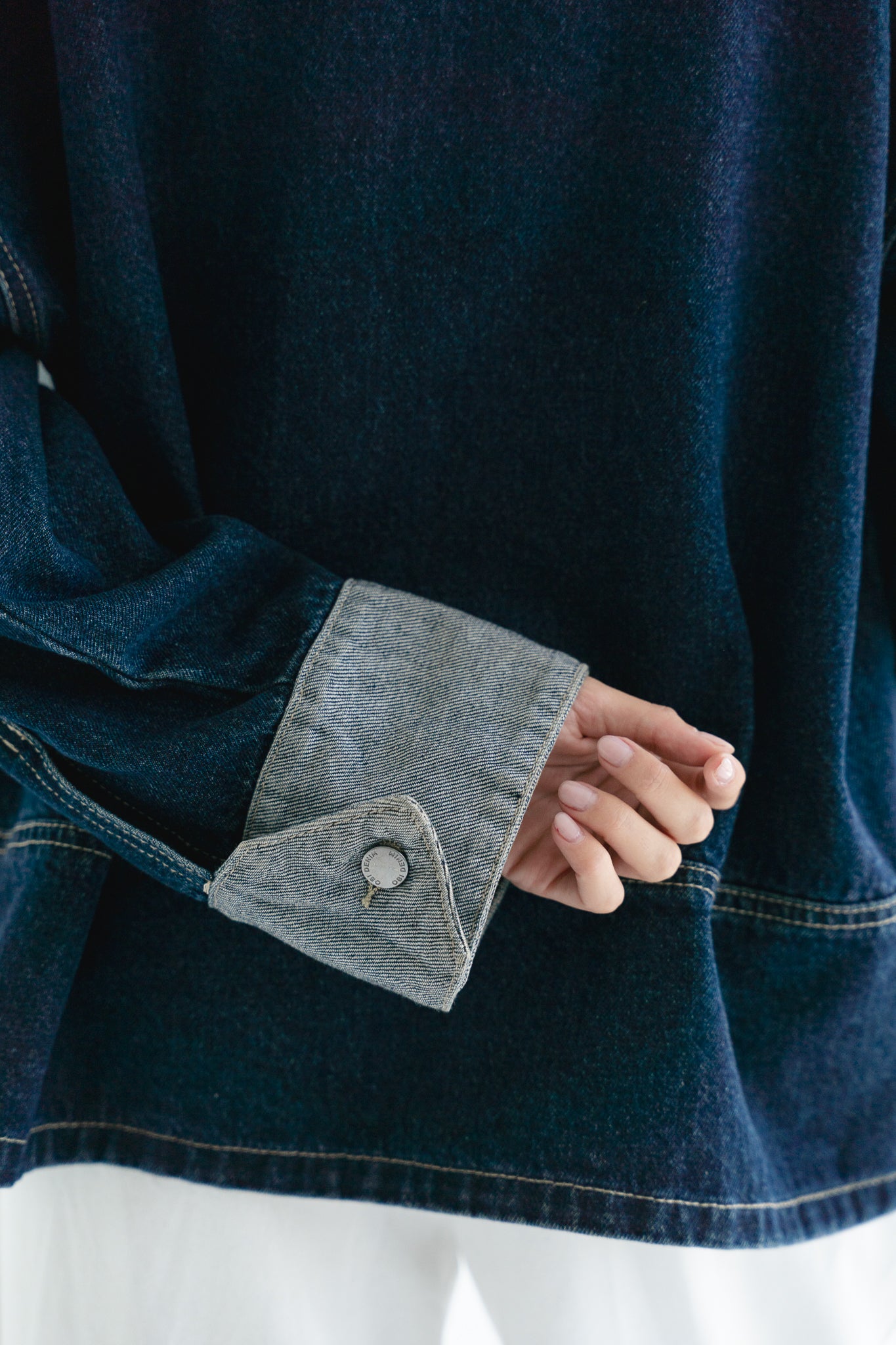 Two Tone Denim Jacket in  Dark Blue