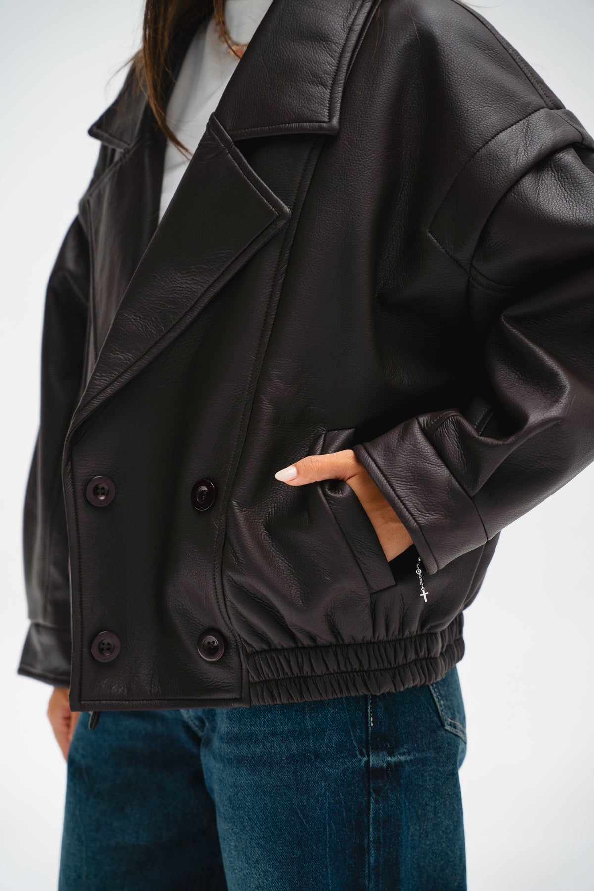 Biker Leather Jacket in Brown
