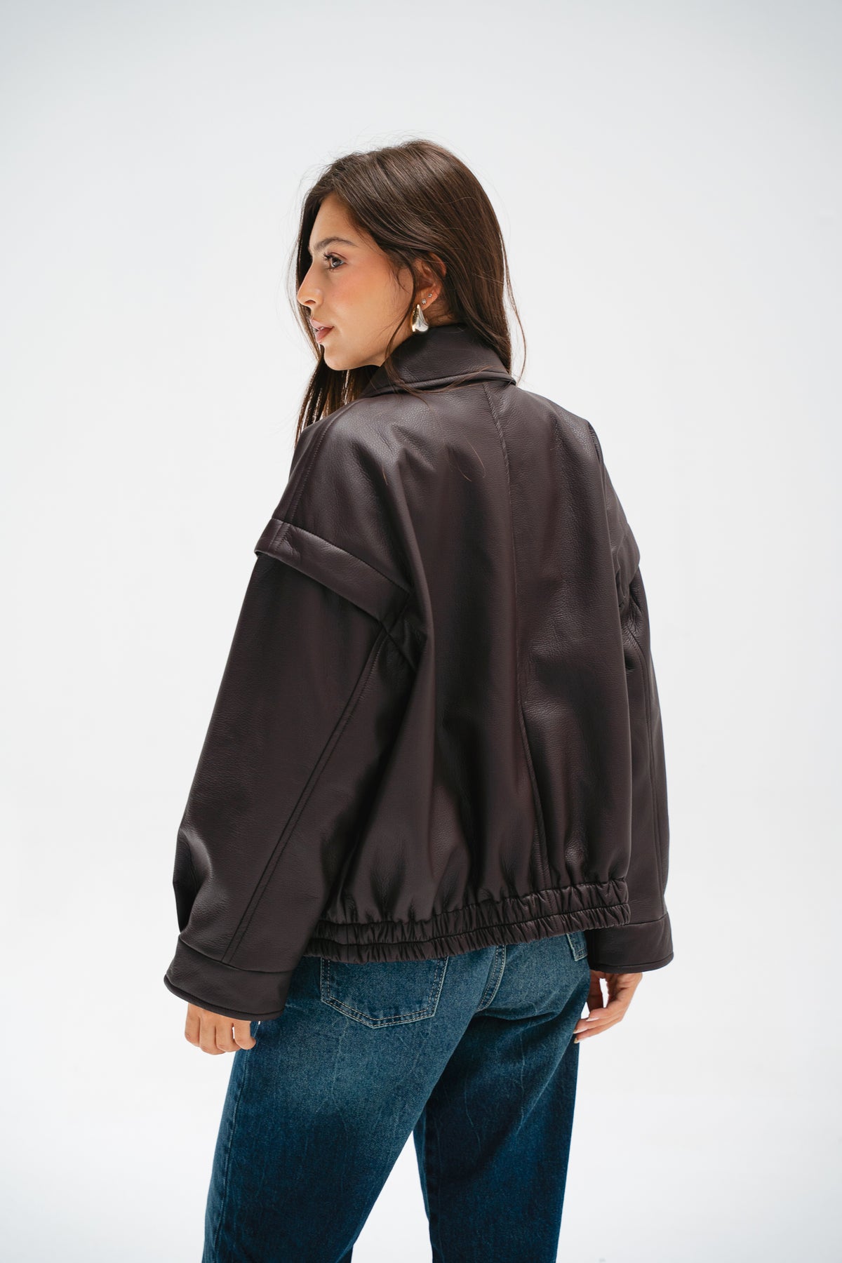 Biker Leather Jacket in Brown