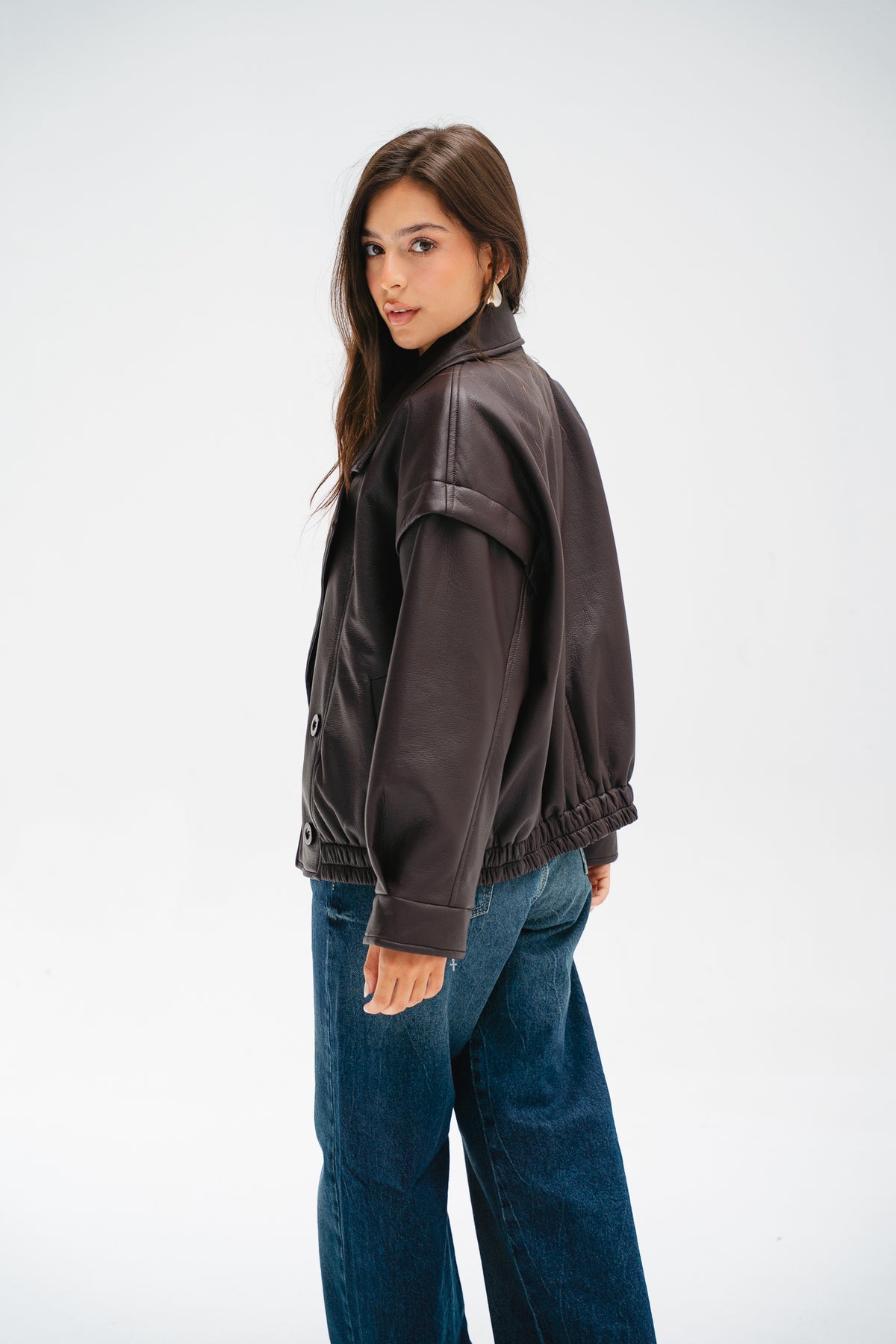 Biker Leather Jacket in Brown