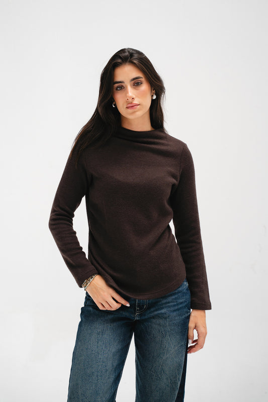 Cloud Basic Knit Top in Brown