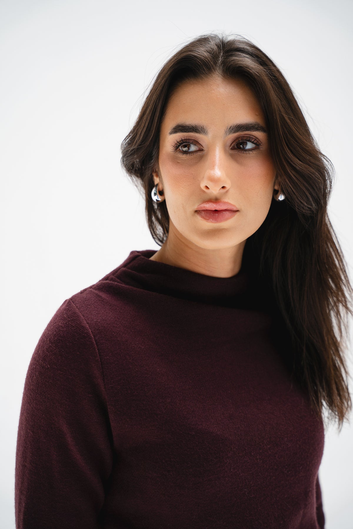 Cloud Basic Knit Top in Burgundy