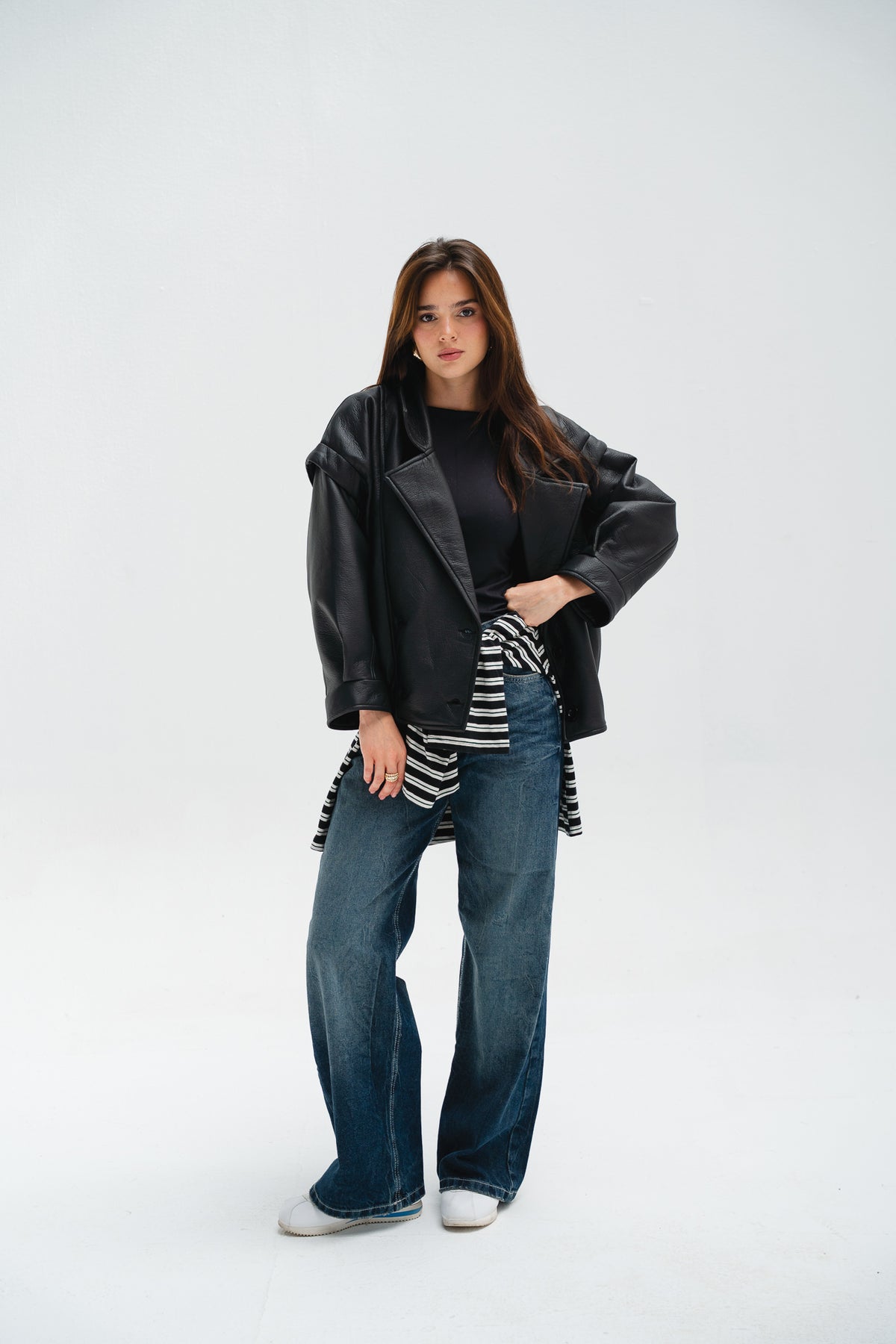 Biker Leather Jacket in Black