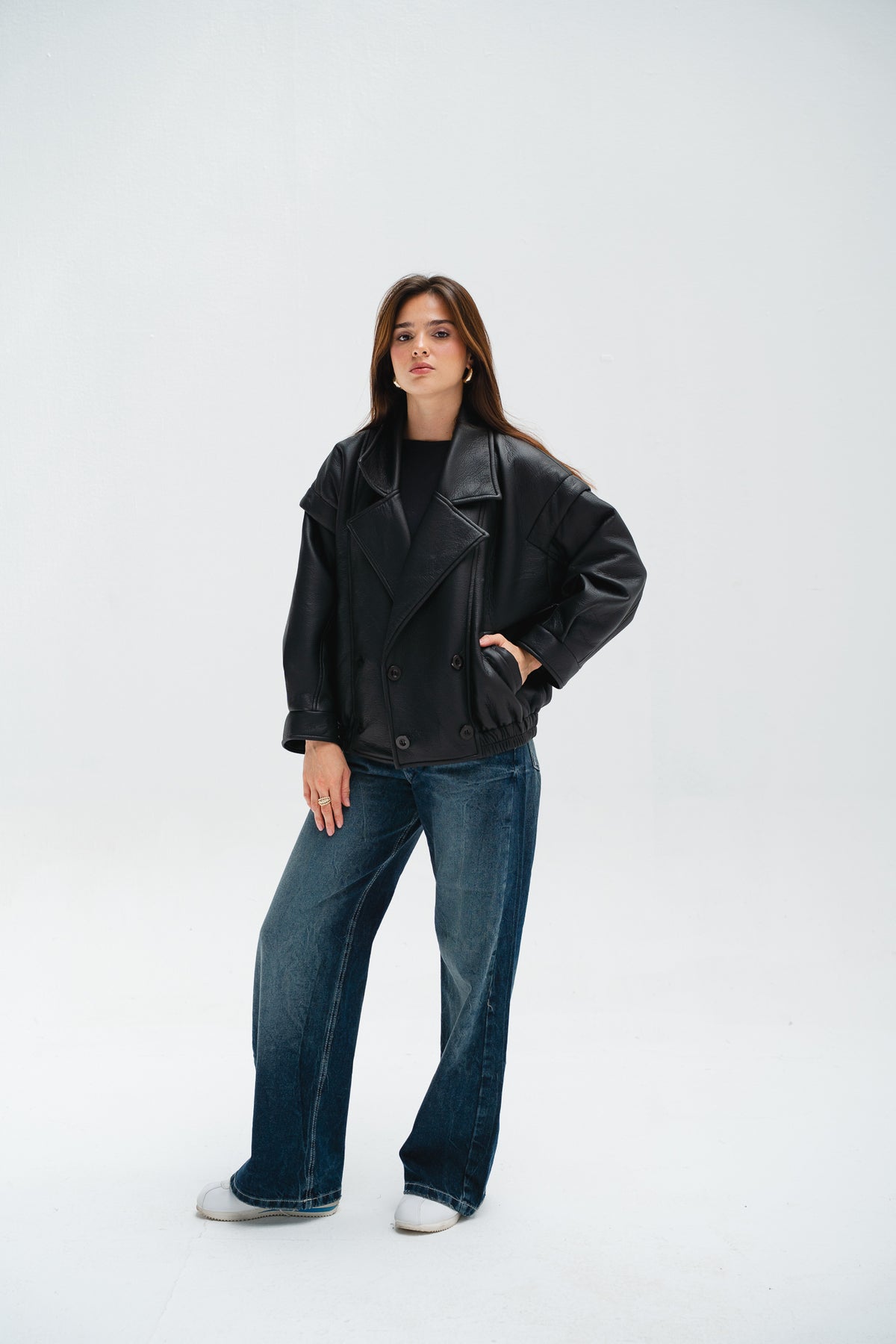 Biker Leather Jacket in Black