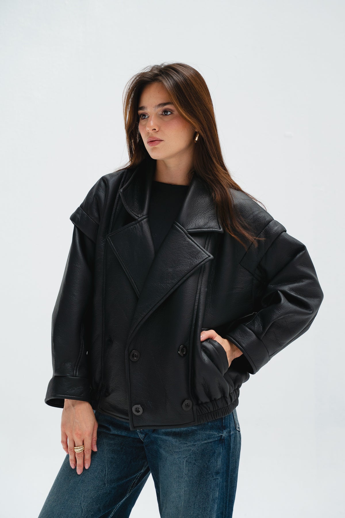 Biker Leather Jacket in Black