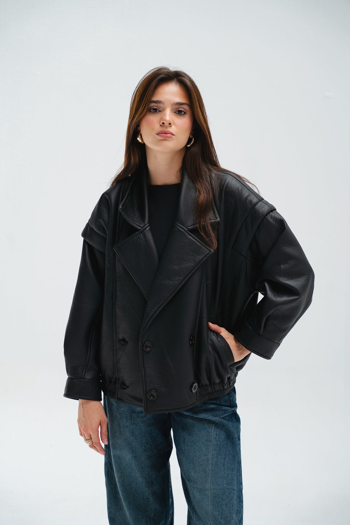 Biker Leather Jacket in Black