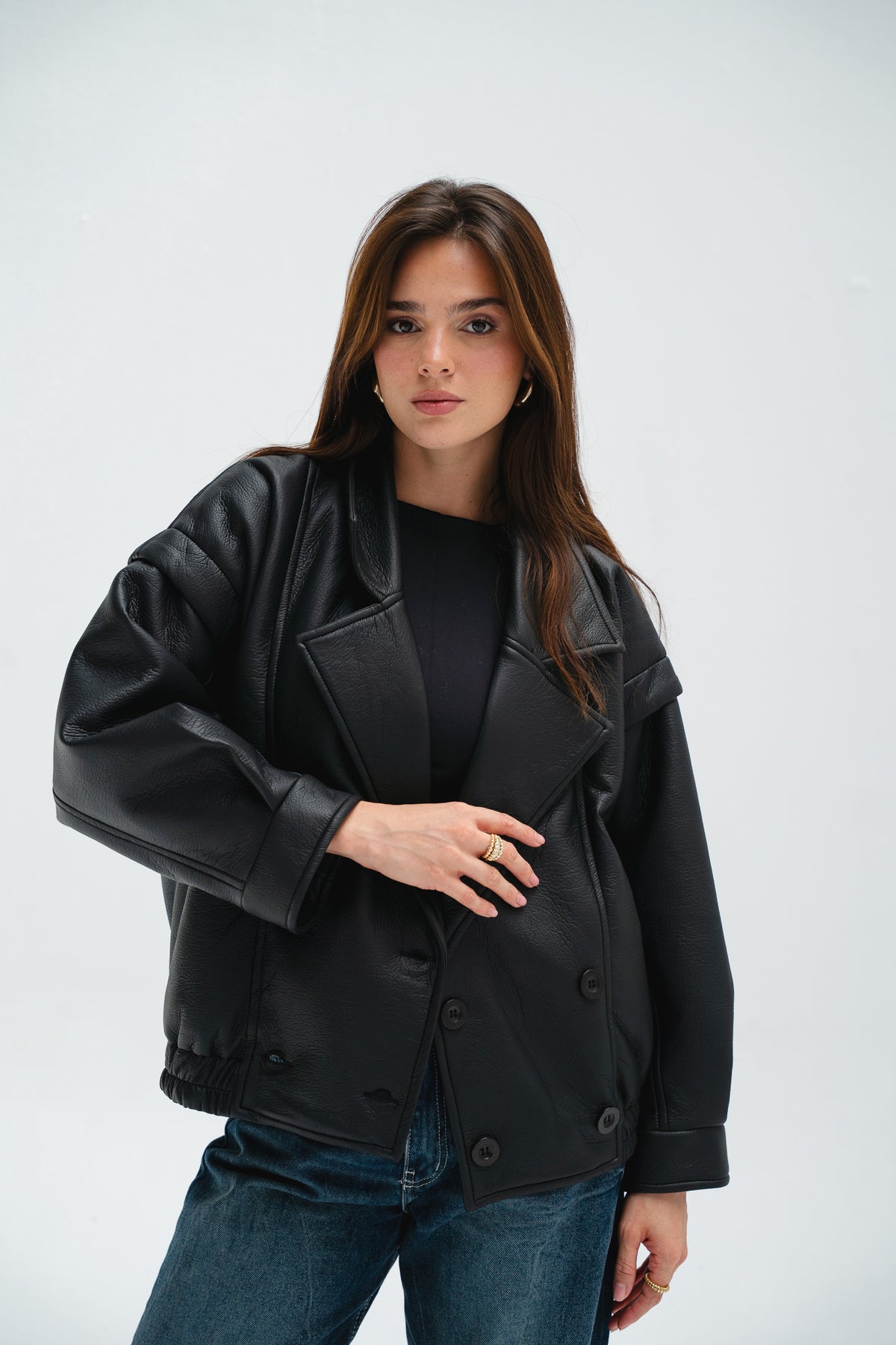Biker Leather Jacket in Black
