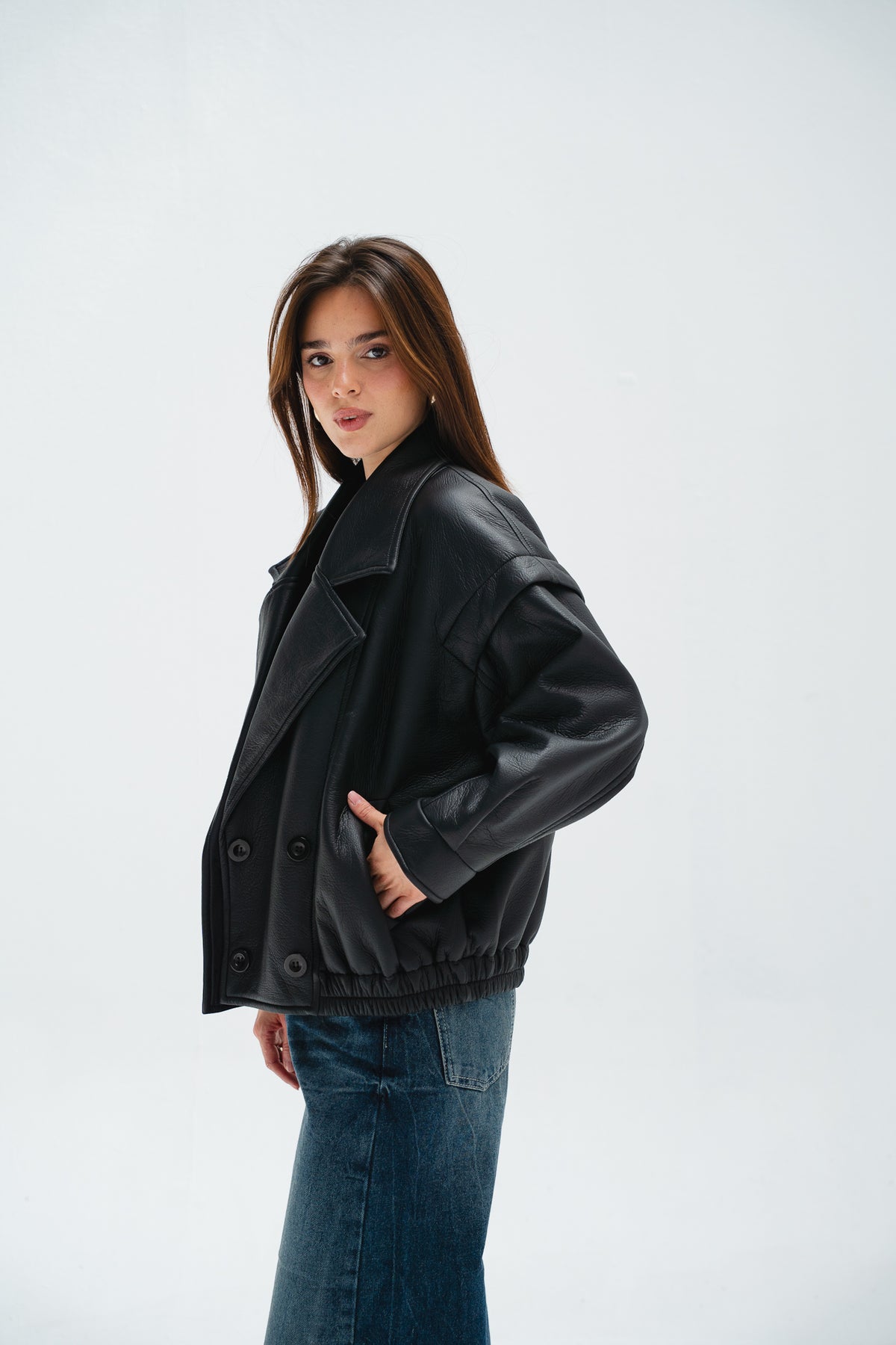 Biker Leather Jacket in Black