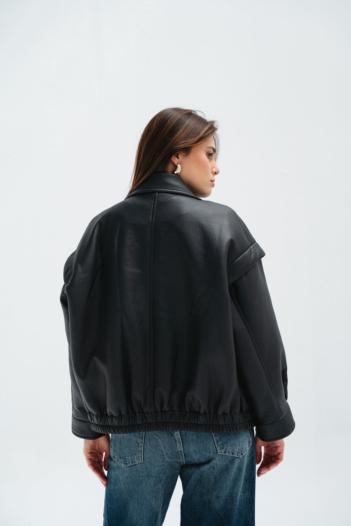 Biker Leather Jacket in Black