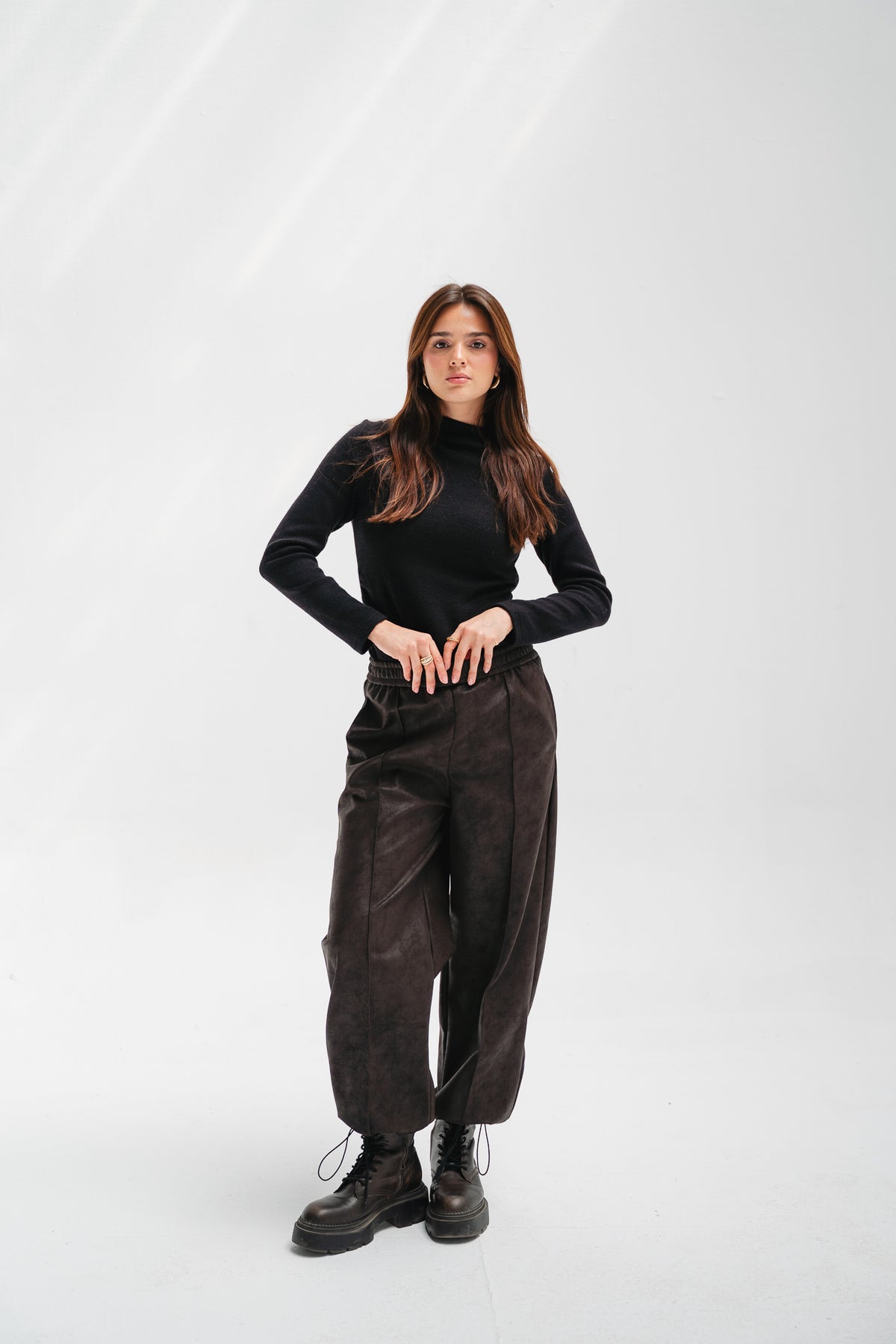Balloon Leather Pants in Brown