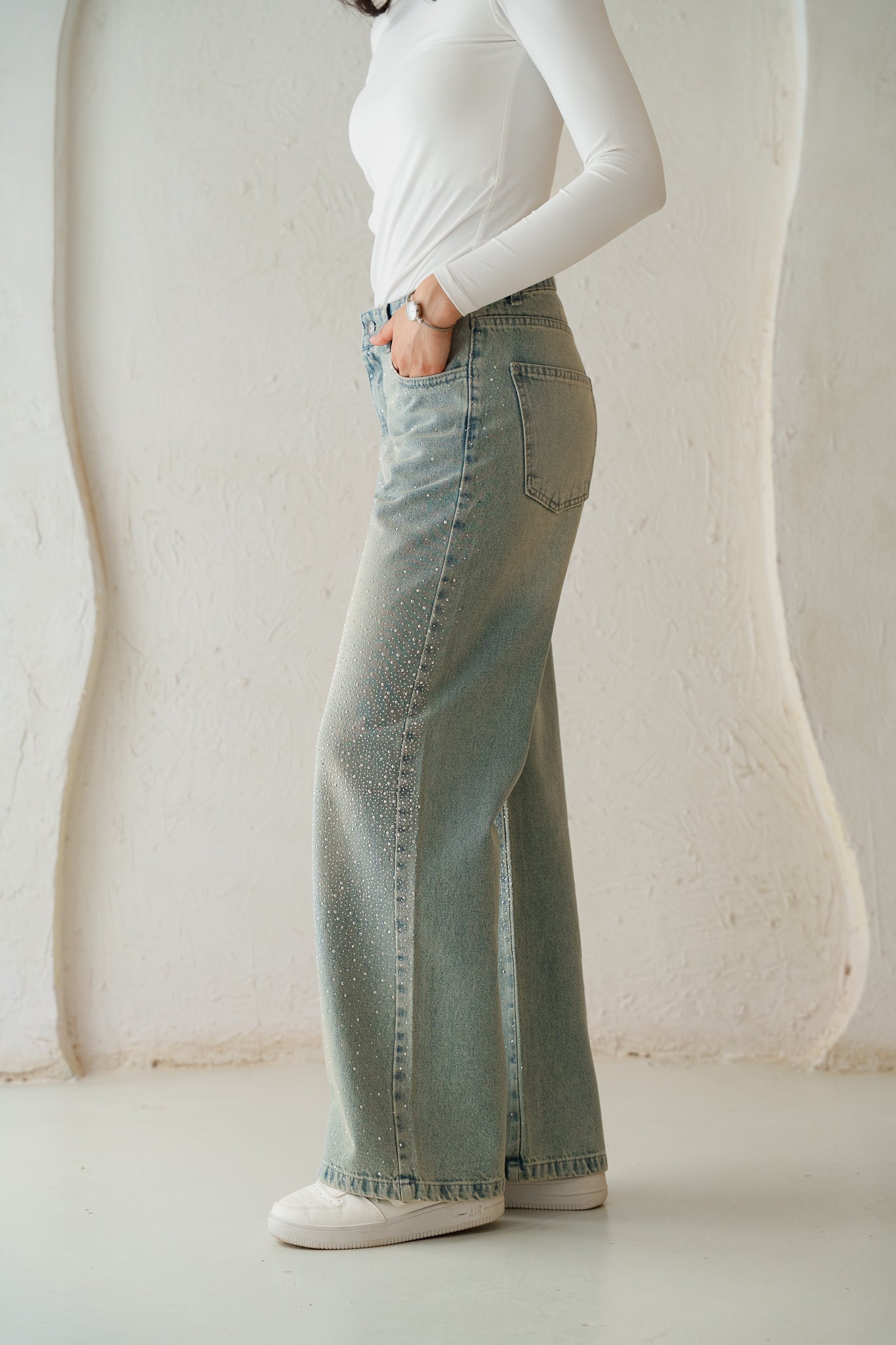 Full Glam Denim Pants in Light Denim