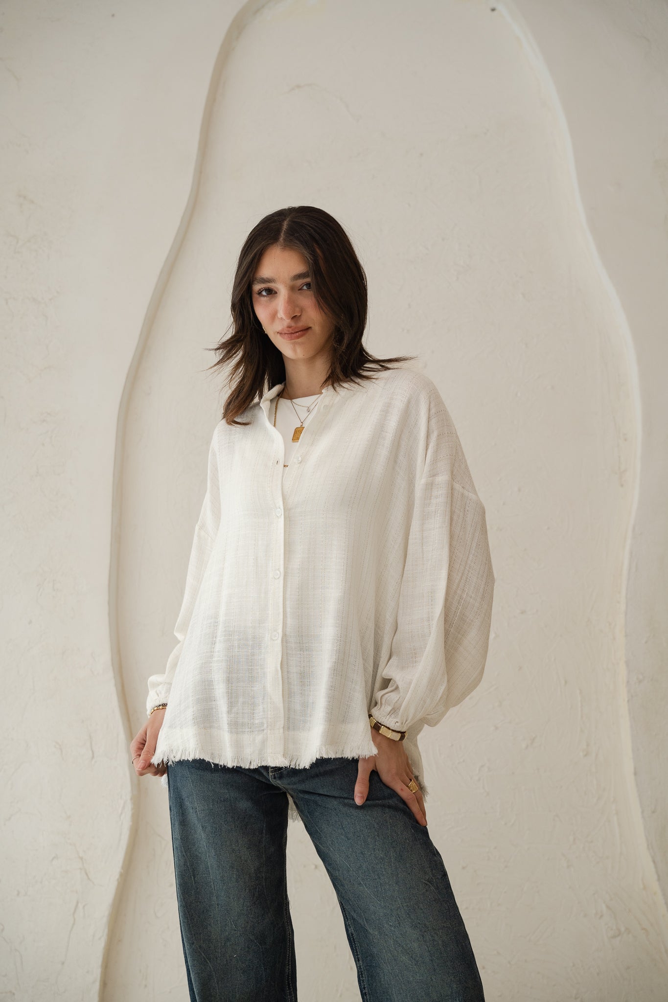 The Sparkly Fringes shirt in Off-White