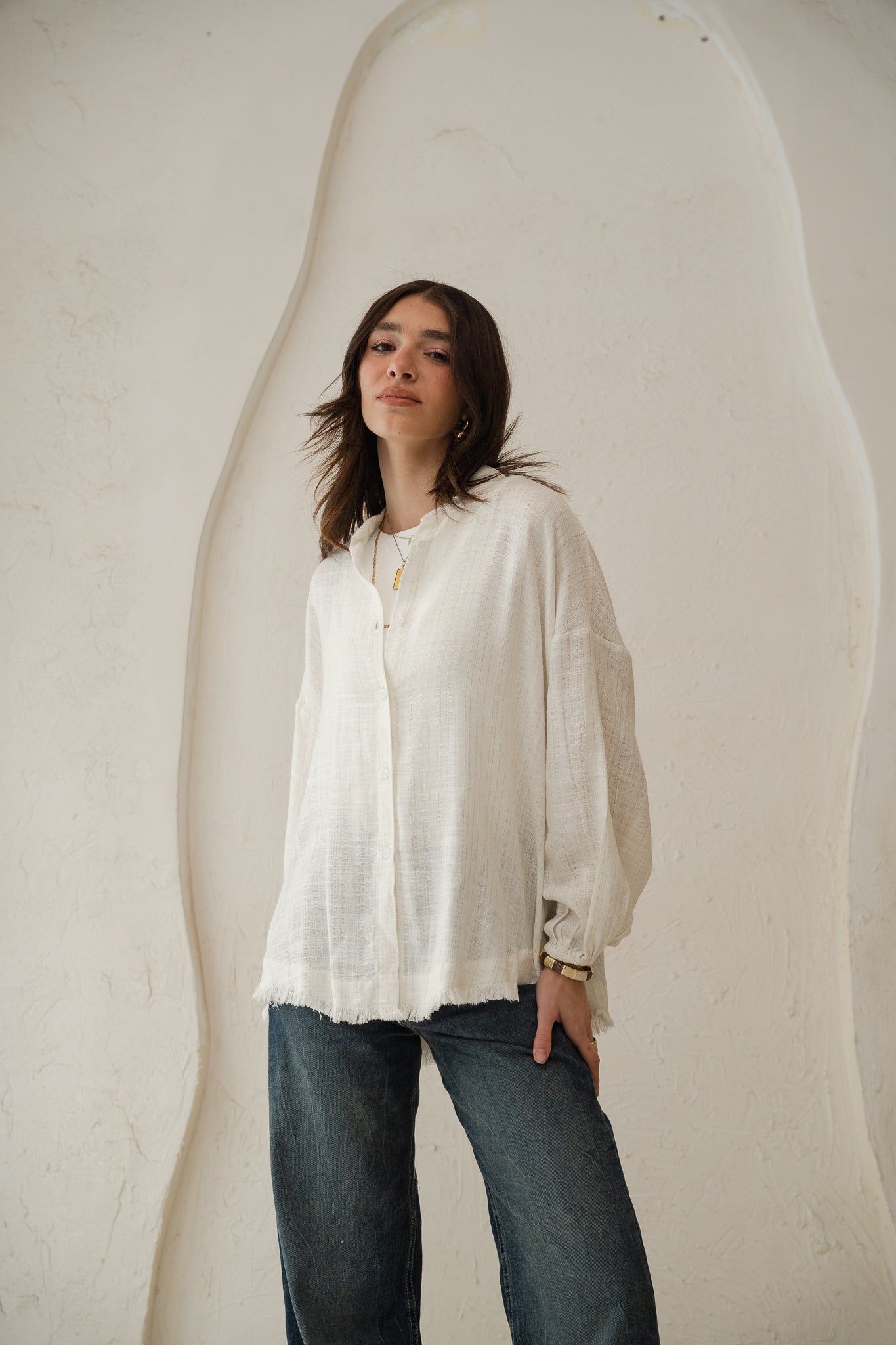 The Sparkly Fringes shirt in Off-White