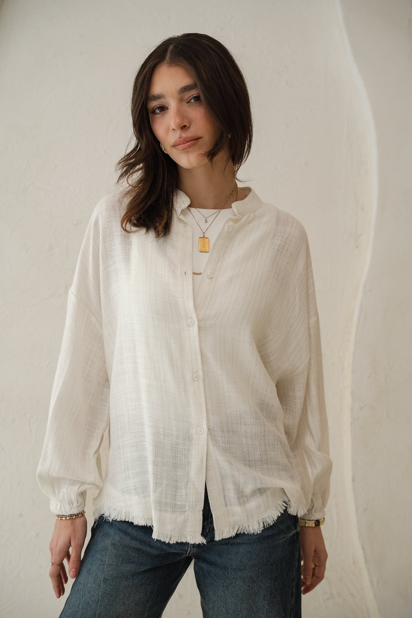 The Sparkly Fringes shirt in Off-White