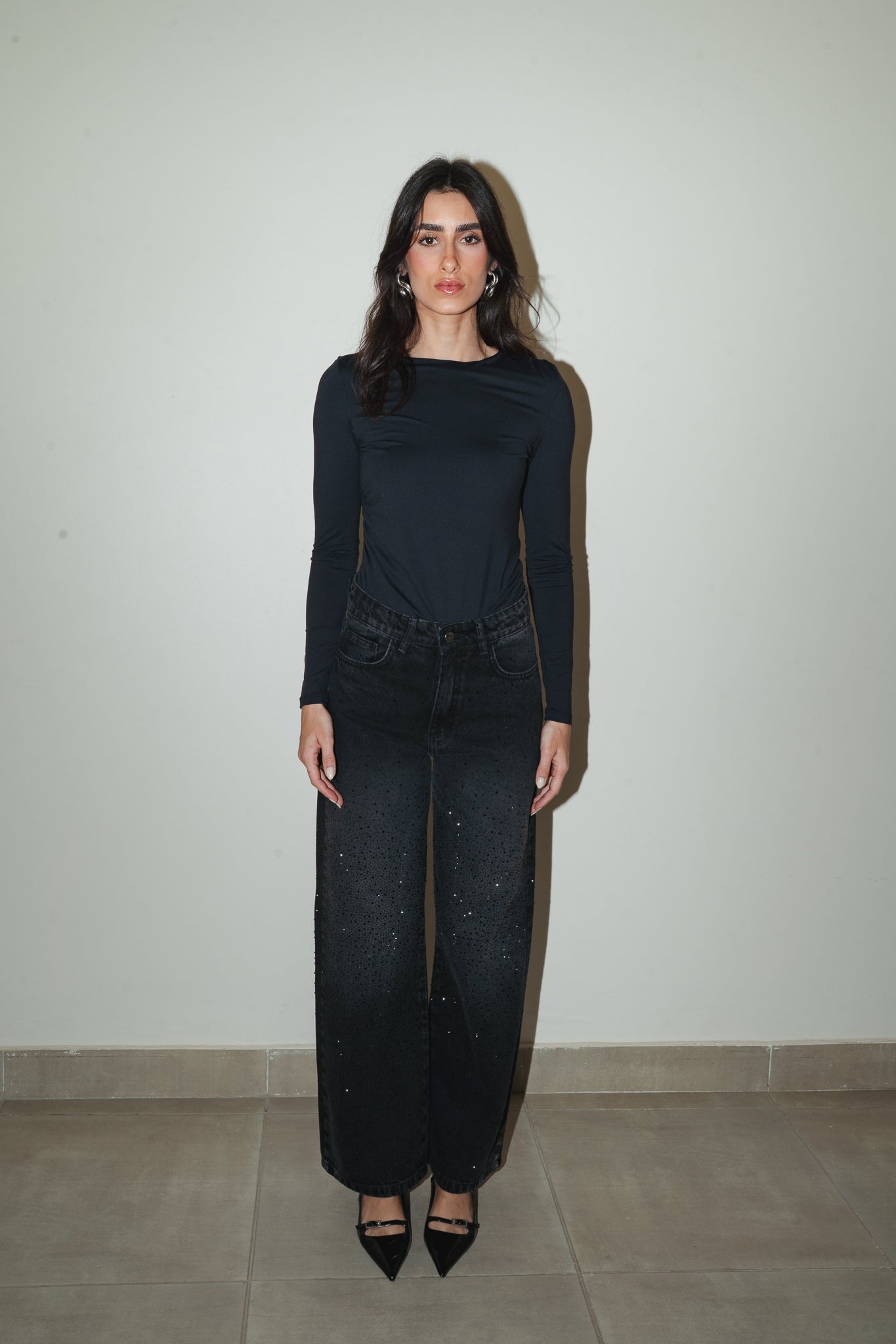 Full Glam Denim Pants in Black Denim
