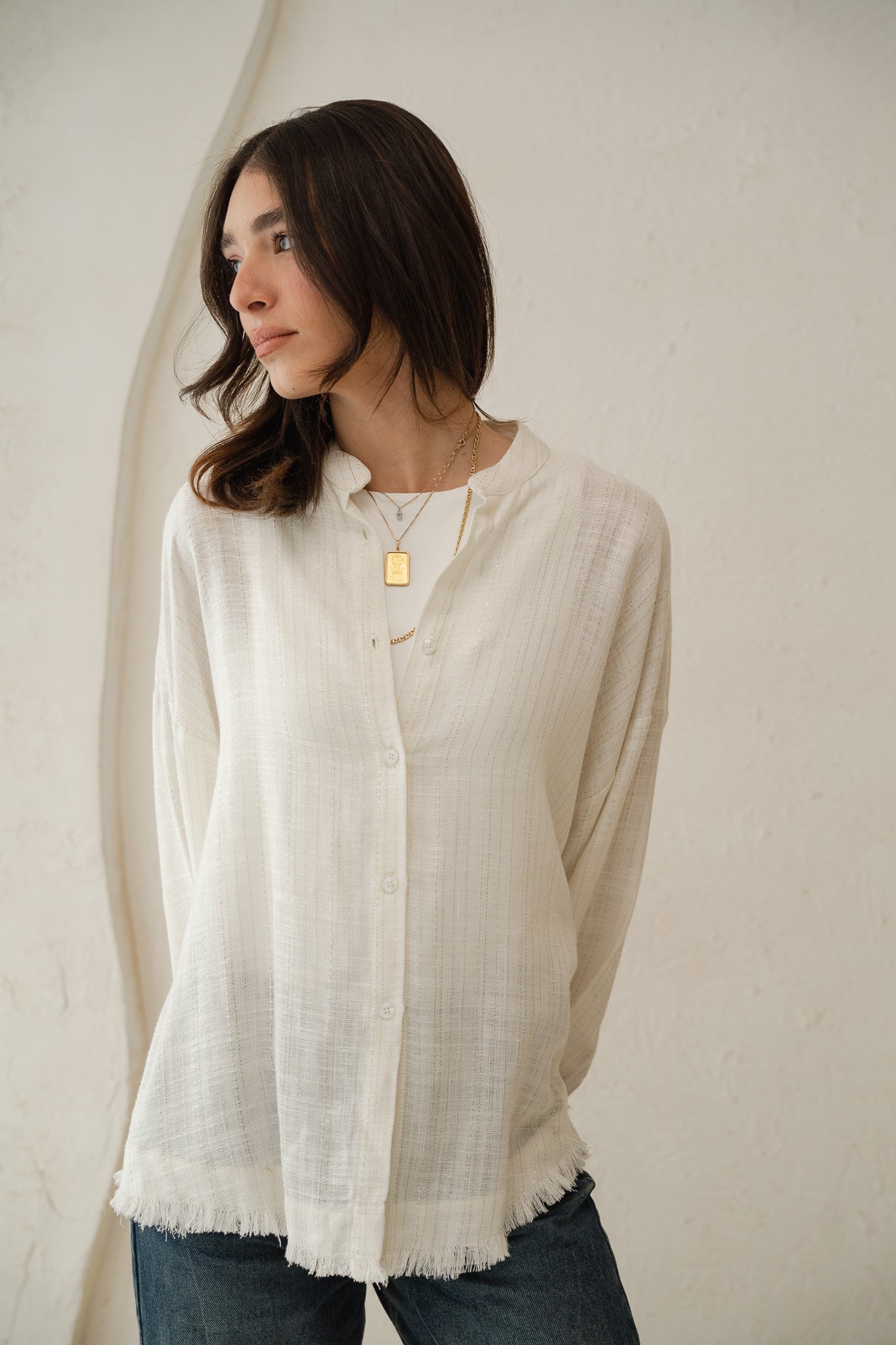 The Sparkly Fringes shirt in Off-White