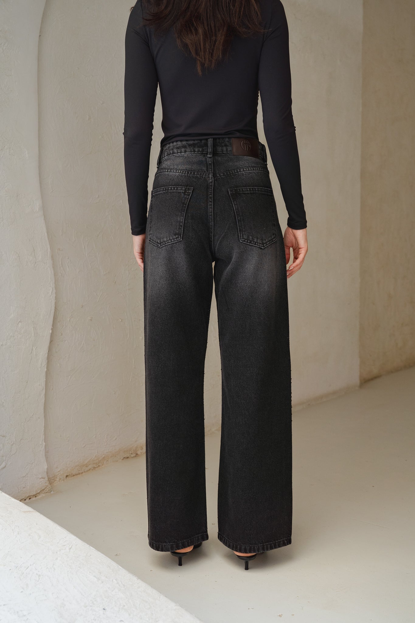Full Glam Denim Pants in Black Denim