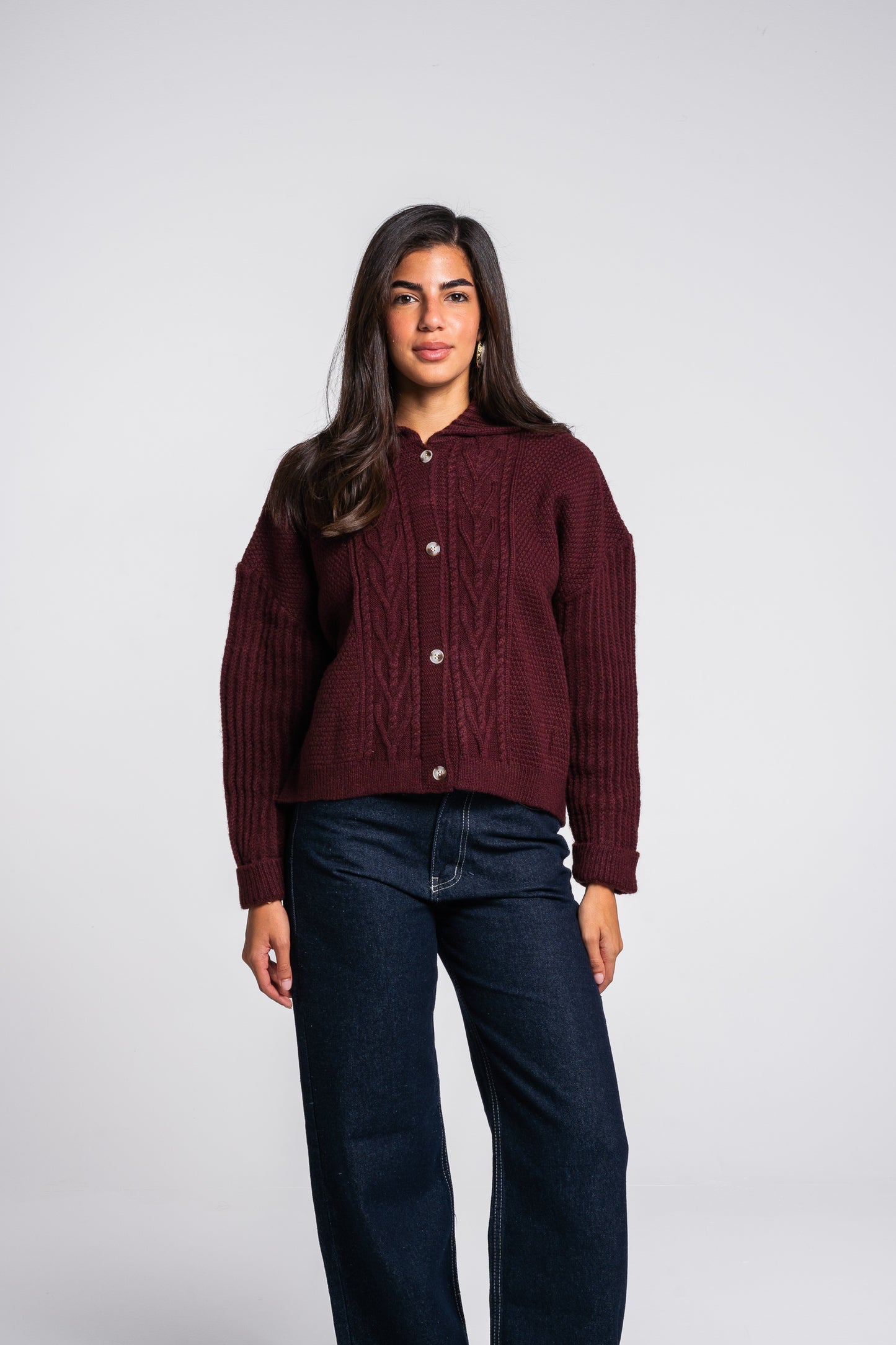 The Woods Cardigan in Burgundy